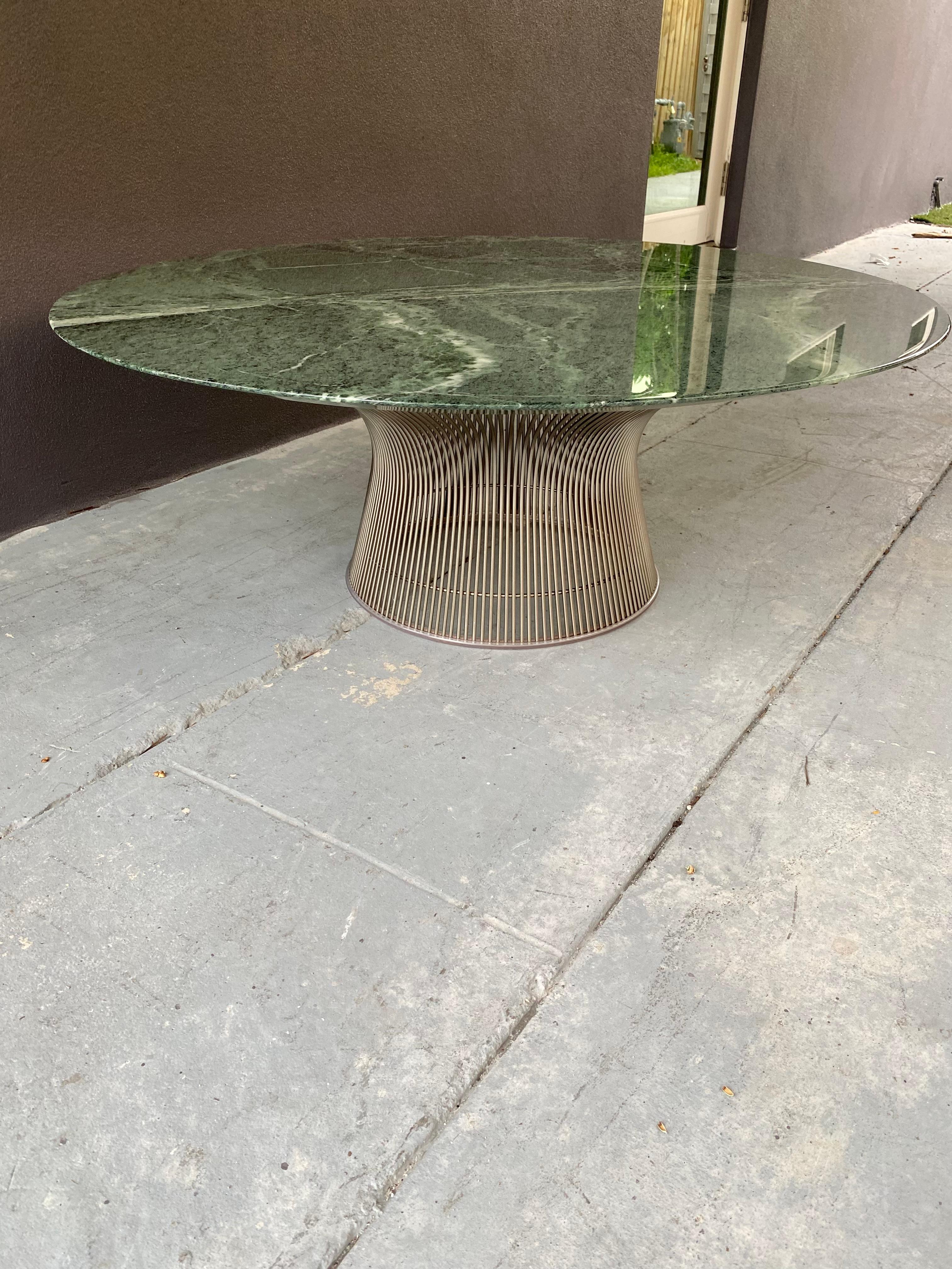 1960s Knoll Warren Platner Green Marble Coffee Table In Excellent Condition In Fort Lauderdale, FL