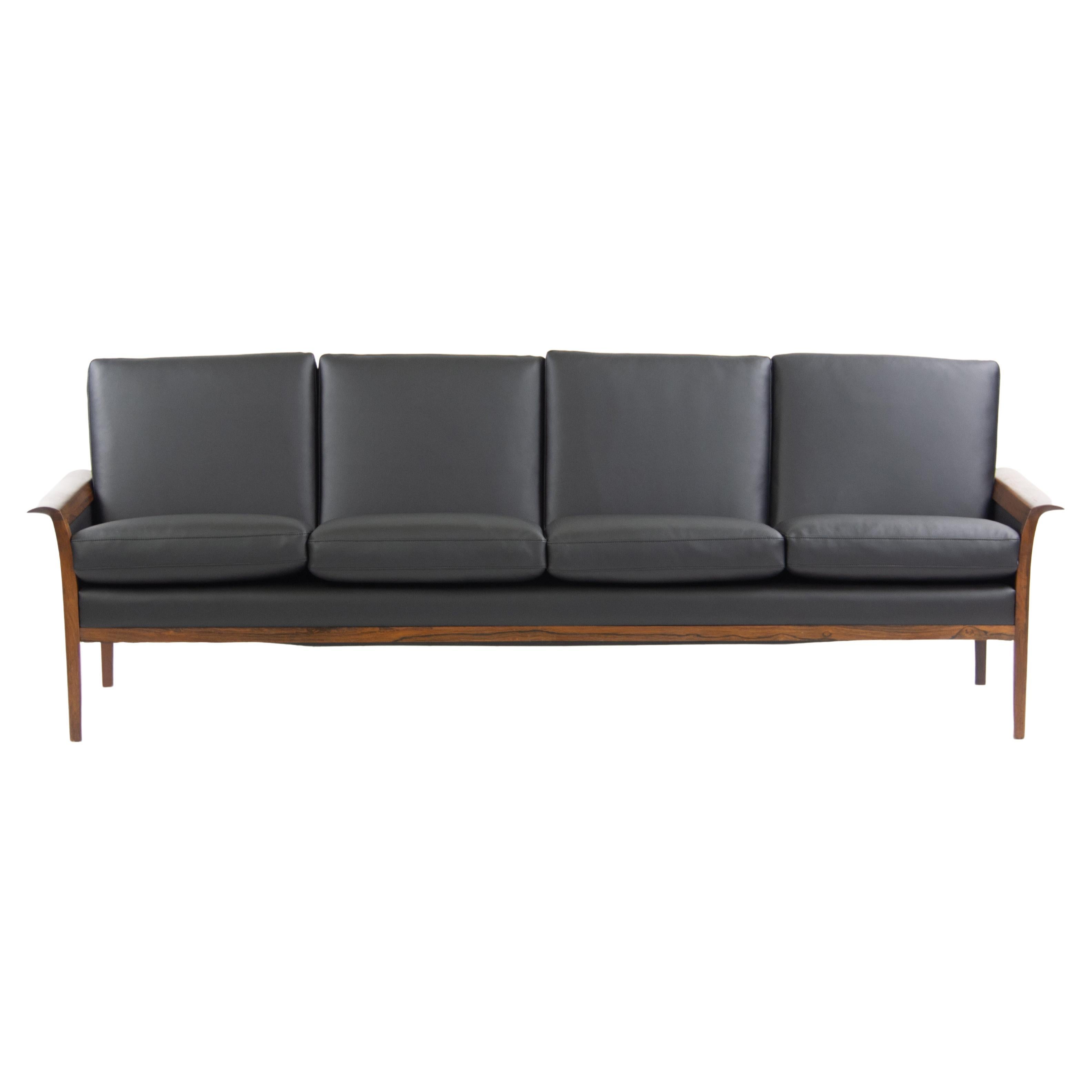 1960's Knut Saeter Rosewood Sofa for Vatne Mobler Norway New Black Upholstery For Sale