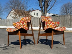 1960s Kodawood Floral “Miami” Penguin Style Clam Chairs
