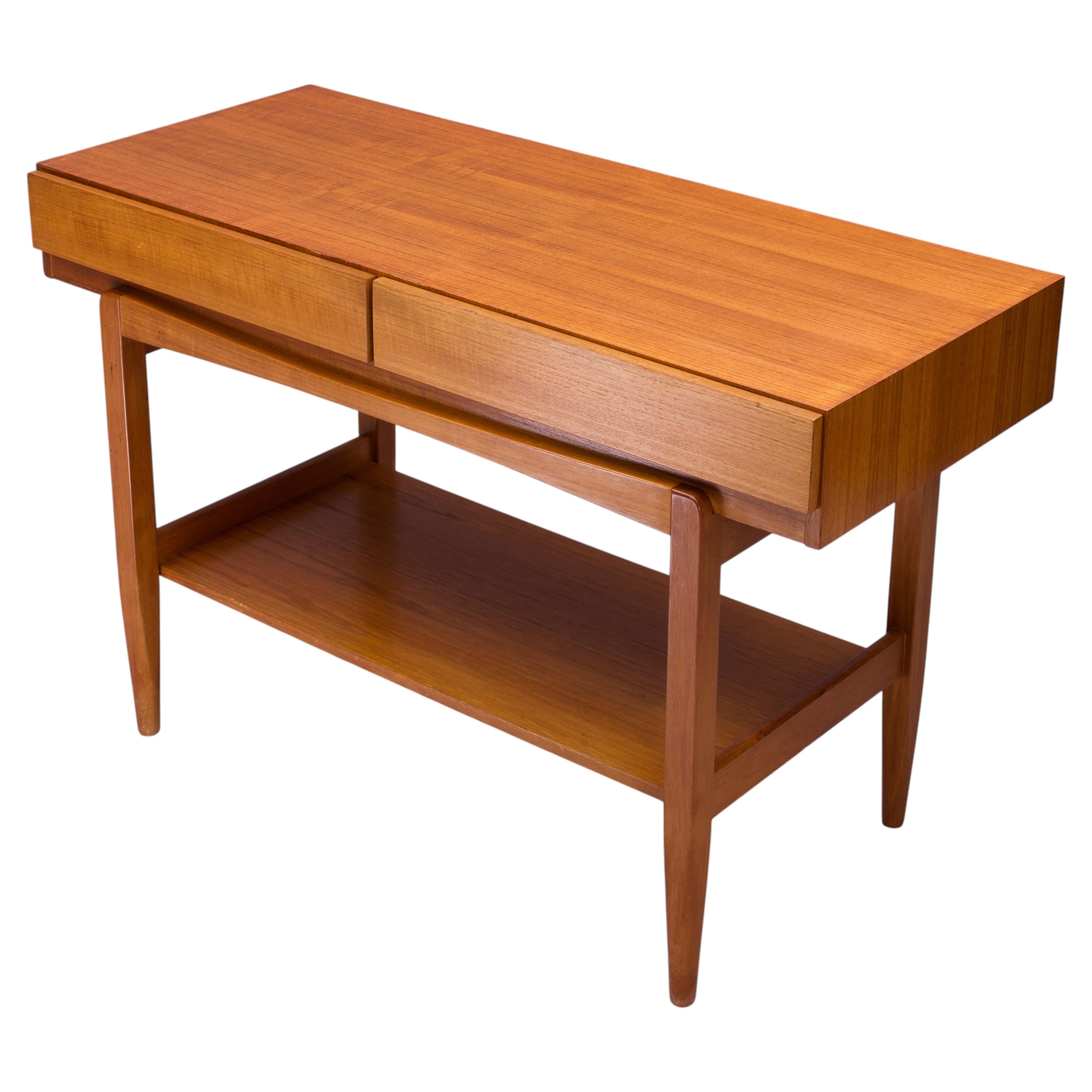 1960s Kofod Larsen Faarup Danish Teak Console Sideboard Serving Flatware Table