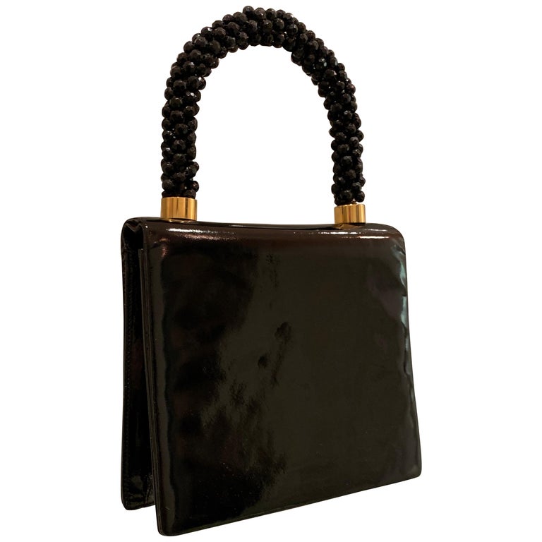 Early 1960s Black Leather Bag with Tortoiseshell — Vintage Quine