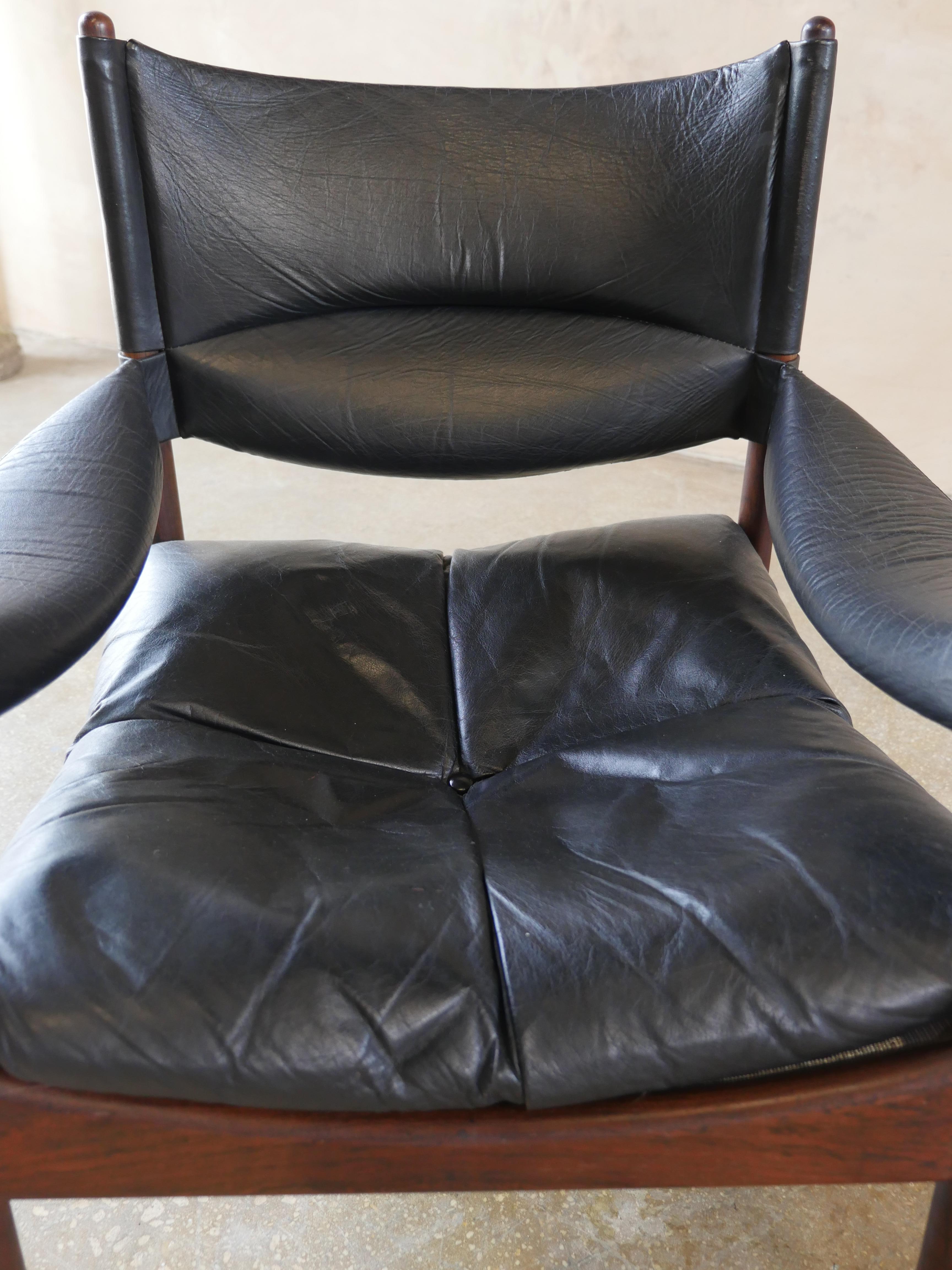 Mid-Century Modern 1960s Kristian Solmer Vedel Mid-Century Danish Modern Leather & Rosewood Lounge