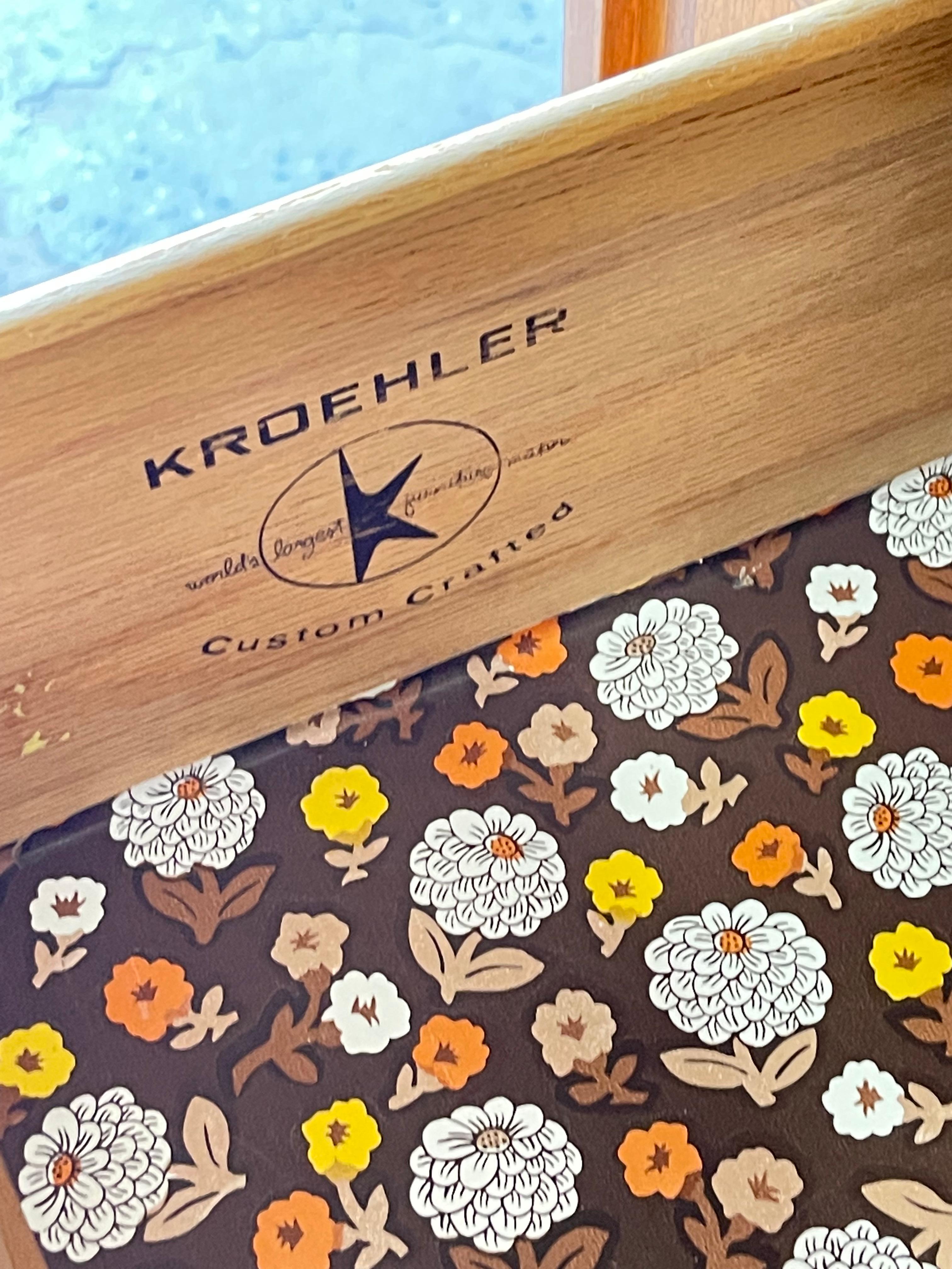 1960s Kroehler Mid-Century Modern Walnut Lowboy Dresser with Rosewood Handles For Sale 2