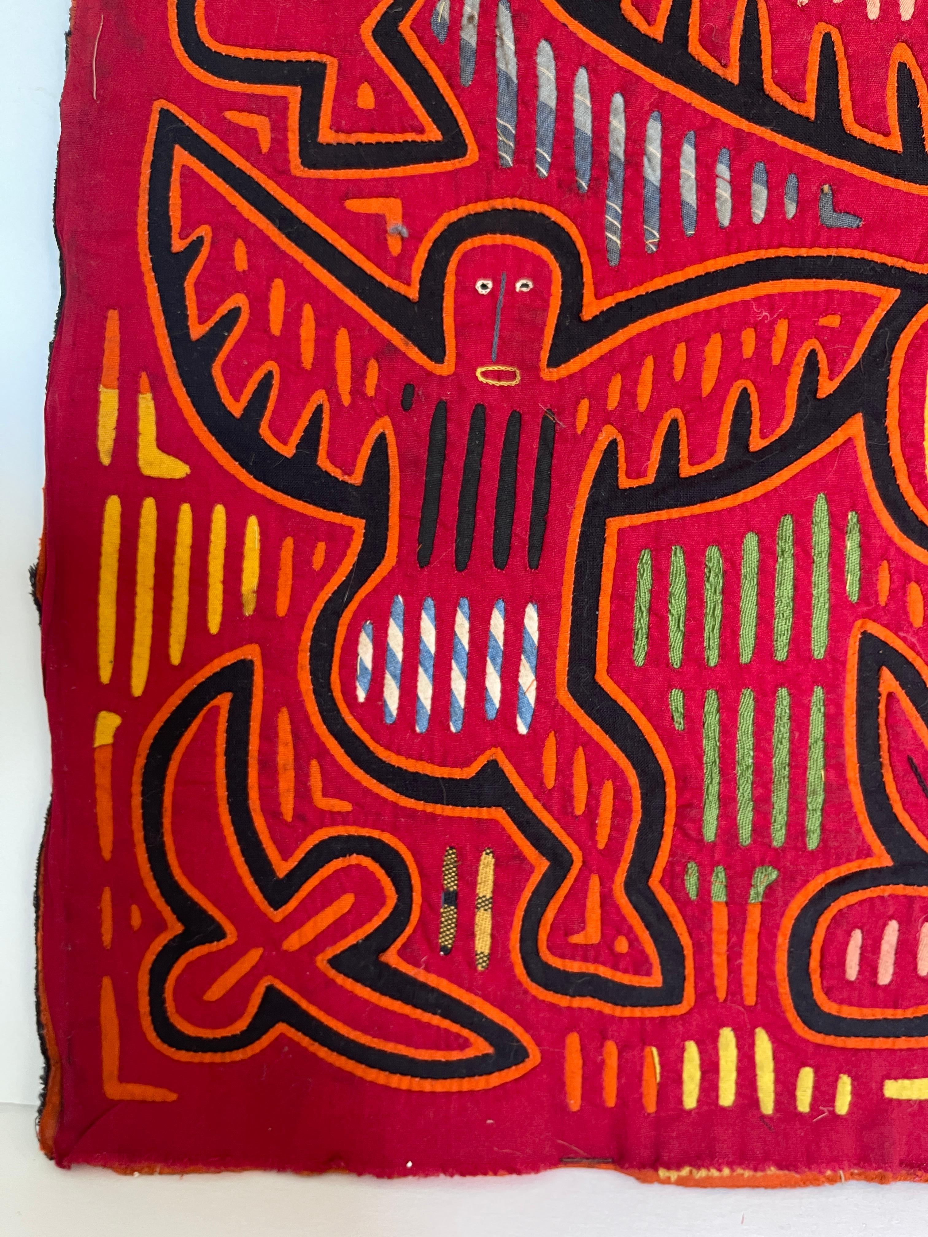 Tribal 1960's Kuna Mola Guardian Angel Applique Tapestry For Sale