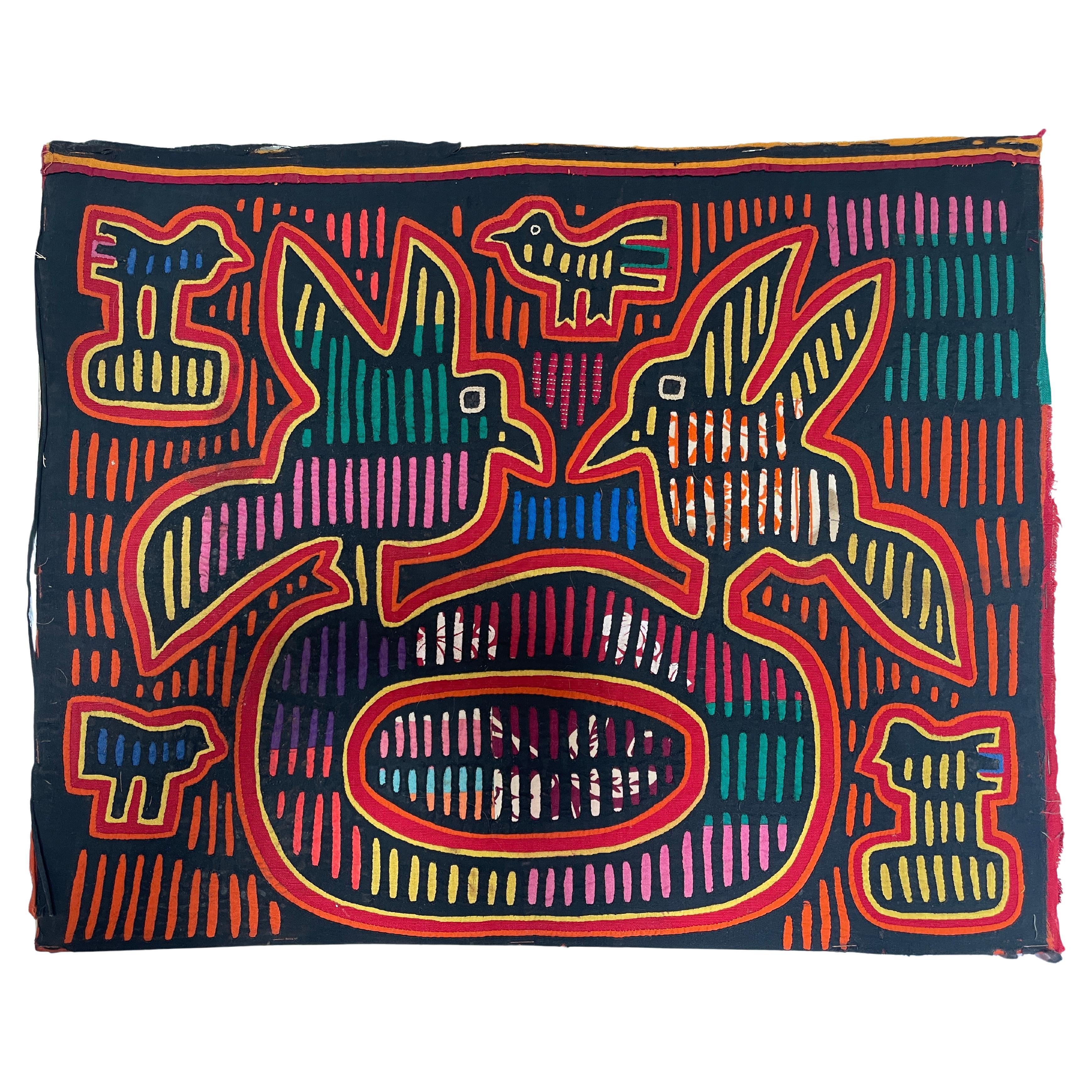 1960's Kuna Mola Toucan Birds in Tropics Applique Tapestry