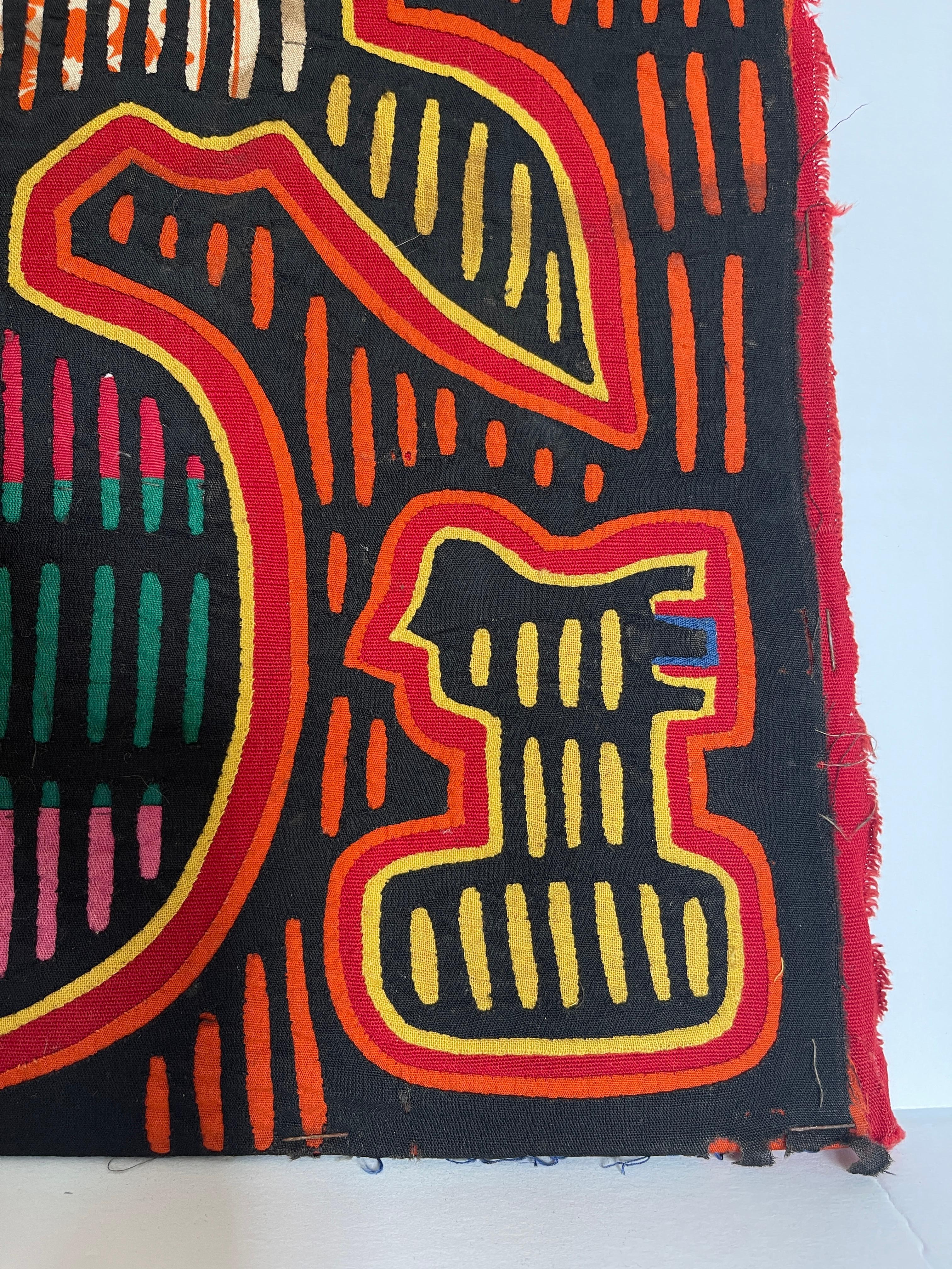 1960's Kuna Mola Toucan Vögel in den Tropen Applique Wandteppich im Zustand „Gut“ im Angebot in New York, NY