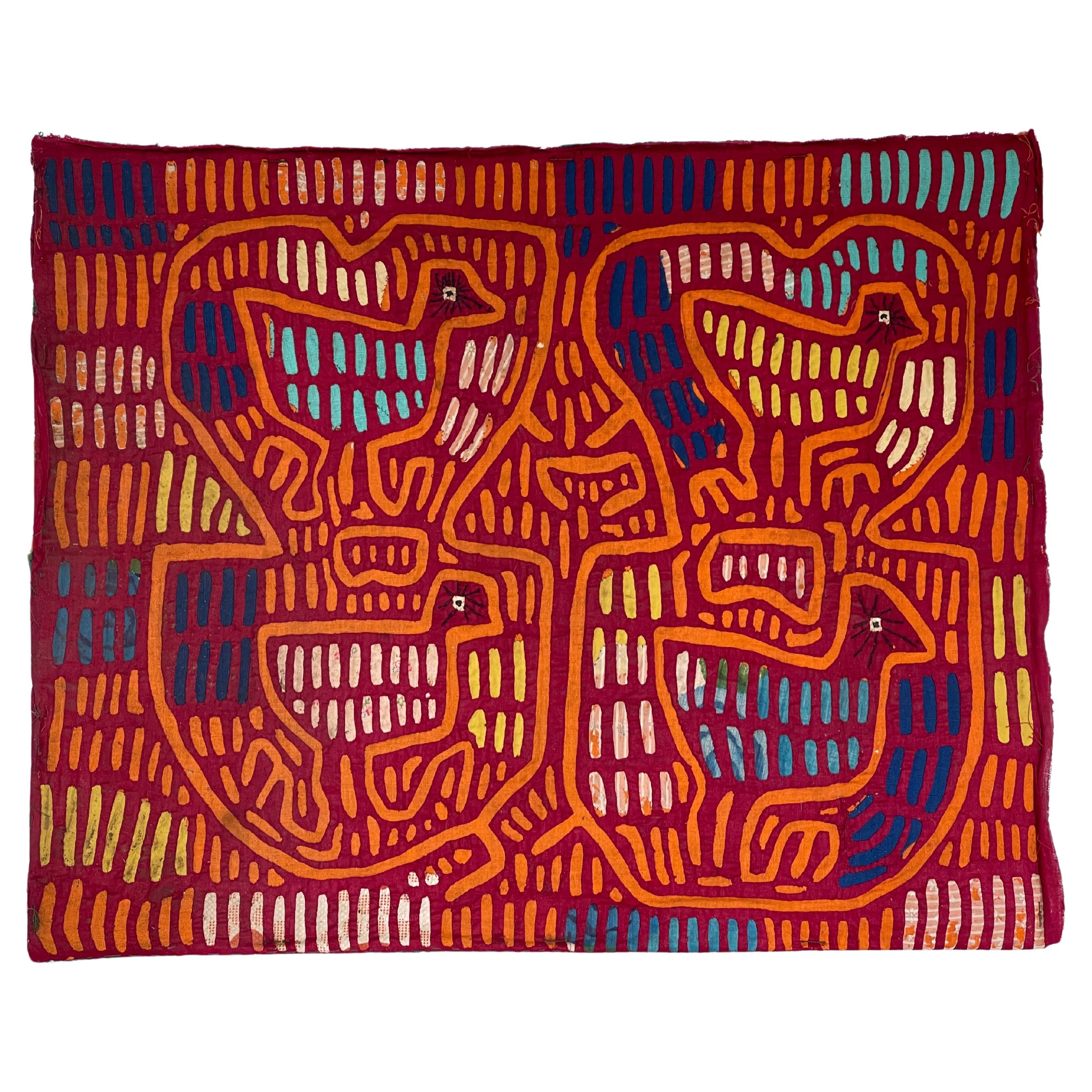 1960's Kuna Mola Tropical Birds Cotton Applique Tapestry