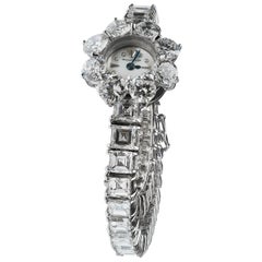 Vintage 1960s Kutchinsky London Diamond Platinum Bracelet Jaeger-LeCoultre Watch