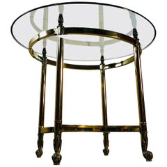 1960s LaBarge Oval Brass and Glass Side Table
