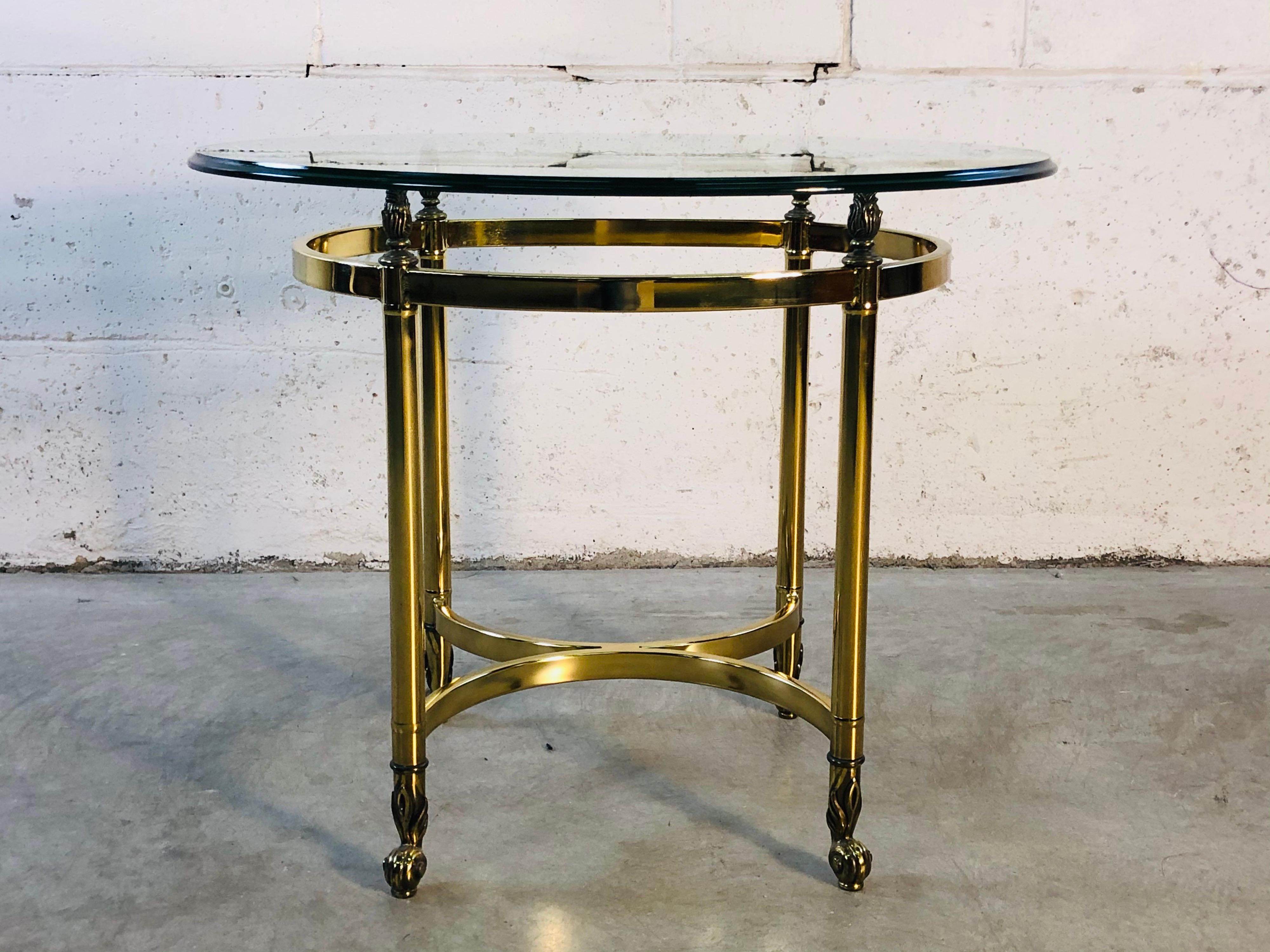Mid-Century Modern 1960s LaBarge Oval Brass and Glass Side Table