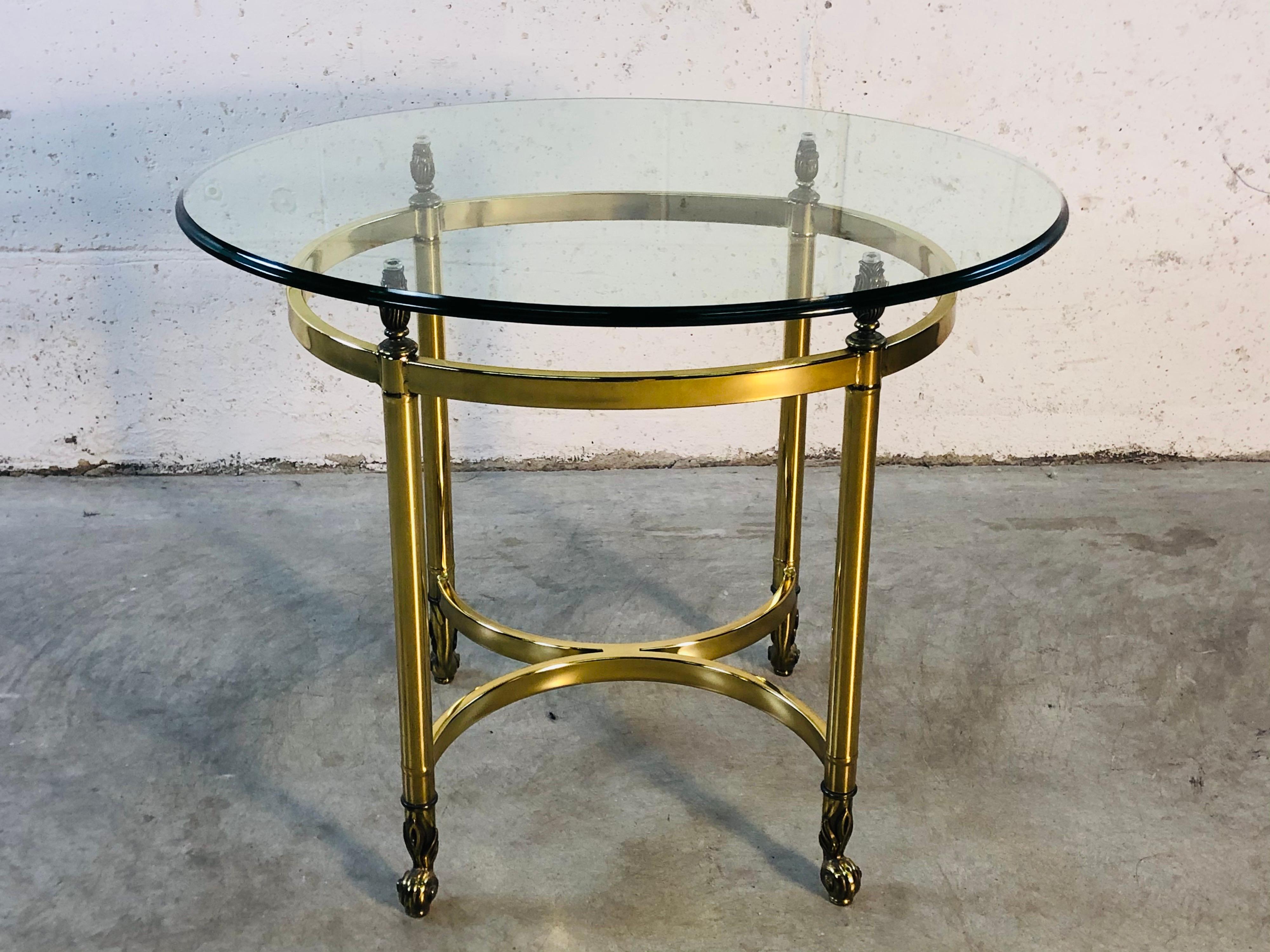 1960s LaBarge Oval Brass and Glass Side Table In Good Condition In Amherst, NH