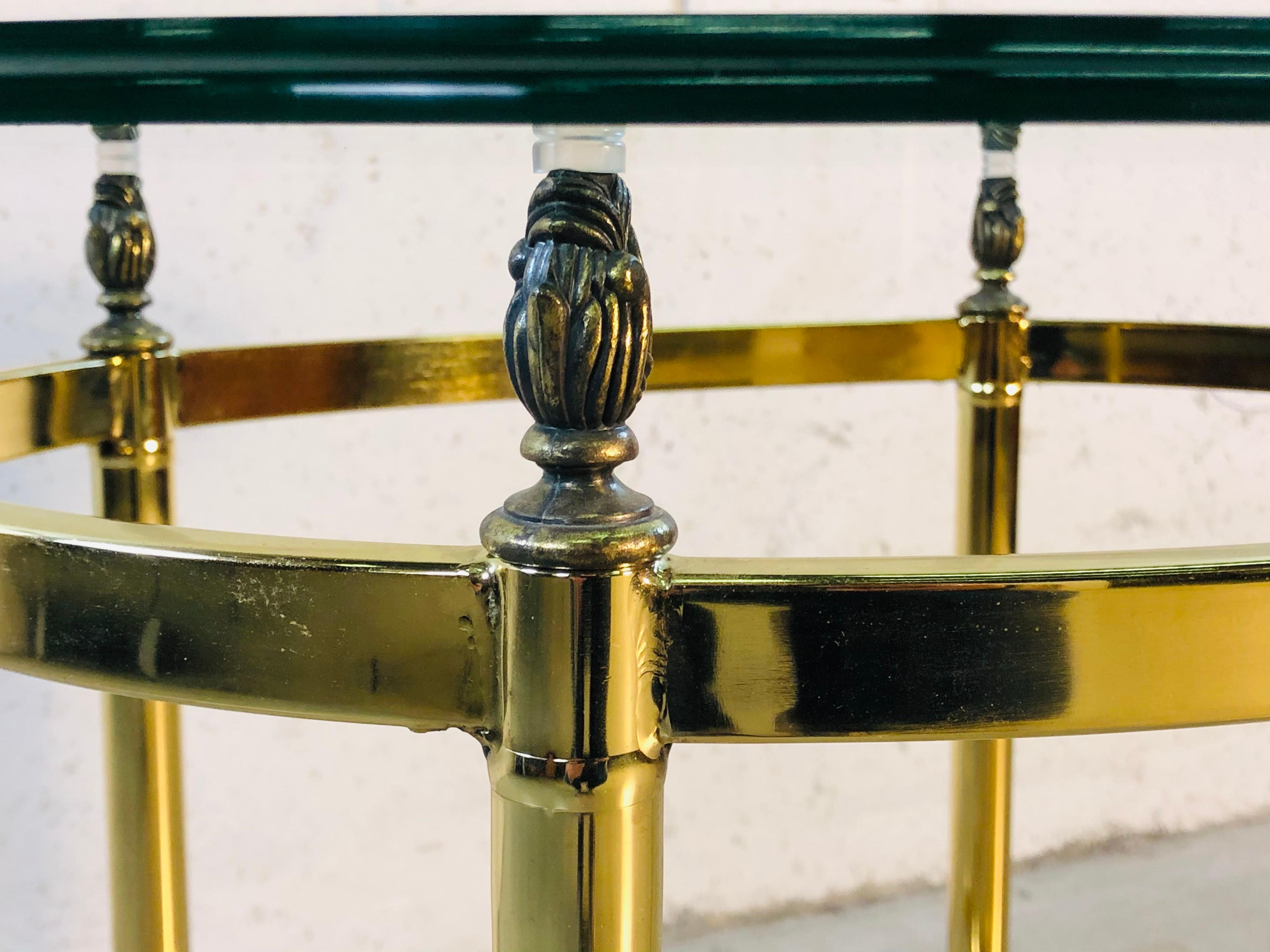 20th Century 1960s LaBarge Oval Brass and Glass Side Table