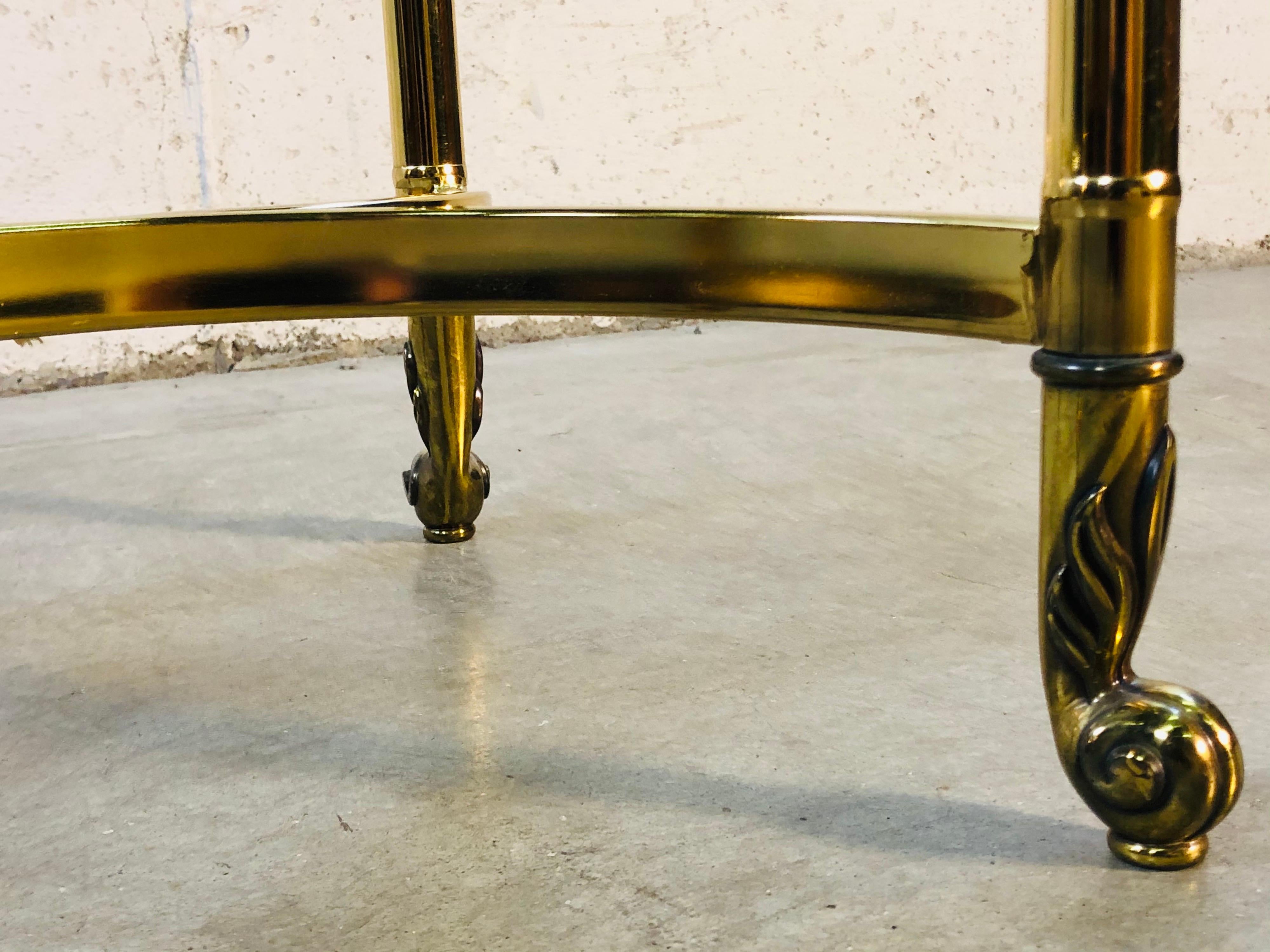 1960s LaBarge Oval Brass and Glass Side Table 2