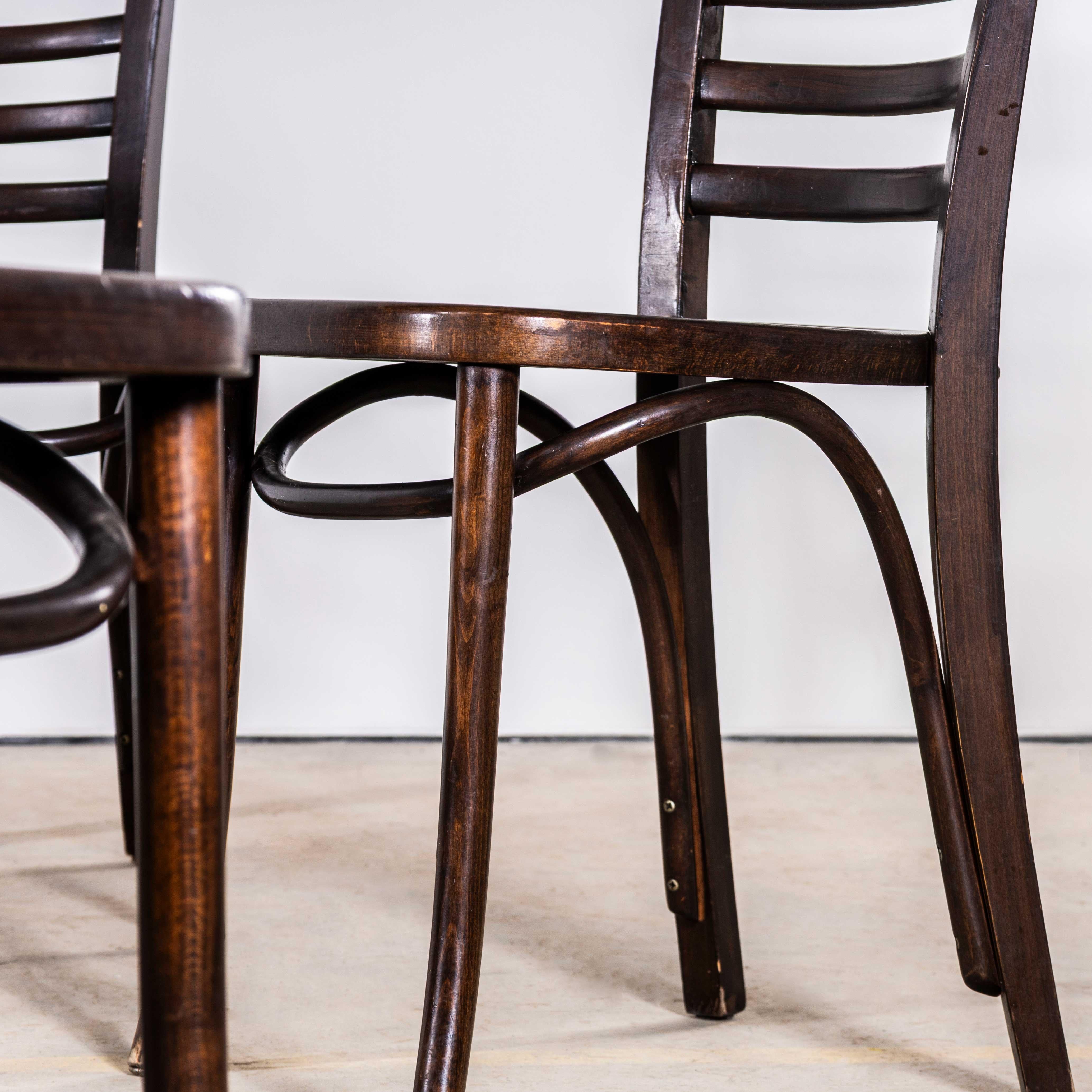 1960's Ladderback Dark Oak Bentwood Dining Chairs - Large Quantity Available In Good Condition For Sale In Hook, Hampshire