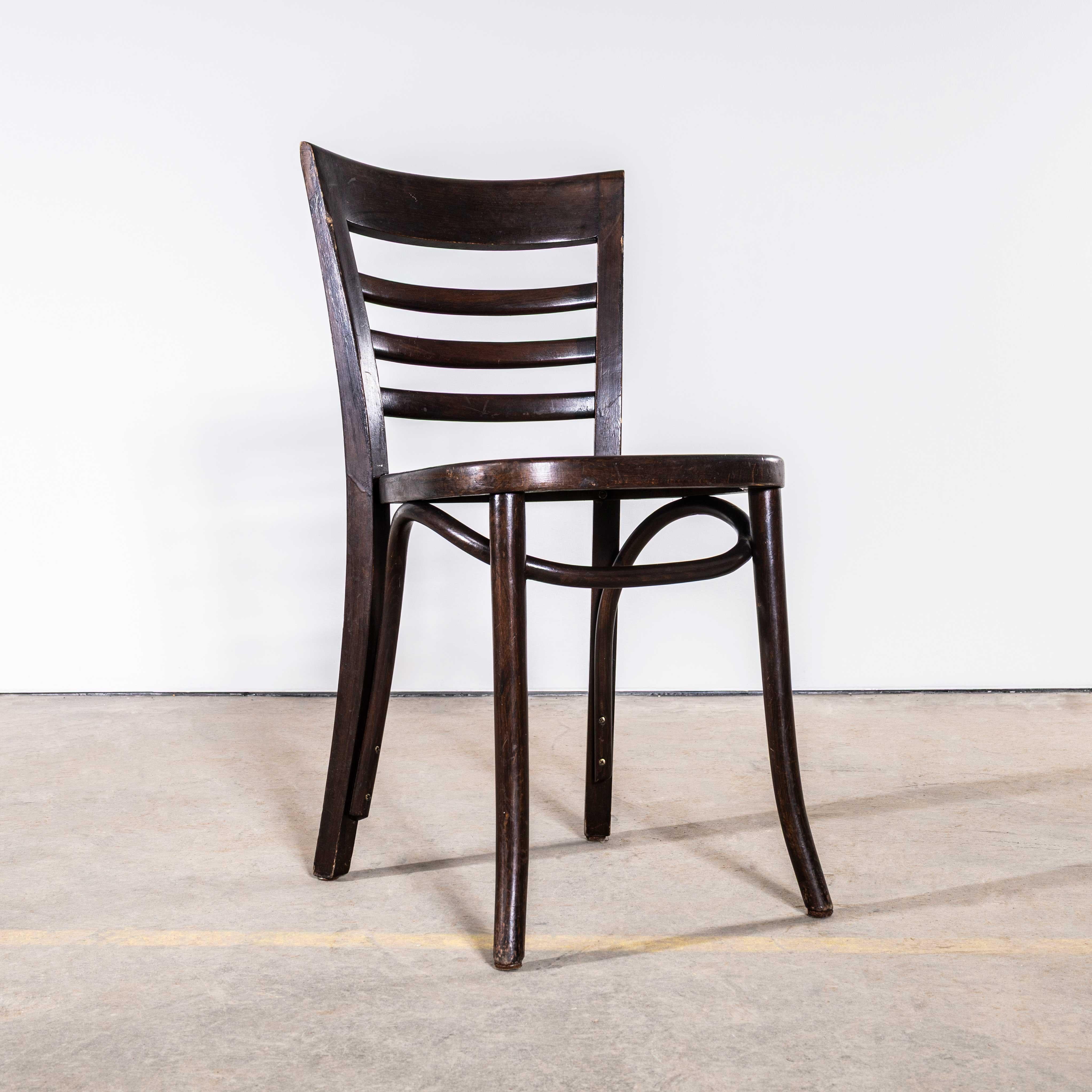 Mid-20th Century 1960's Ladderback Dark Oak Bentwood Dining Chairs - Large Quantity Available For Sale