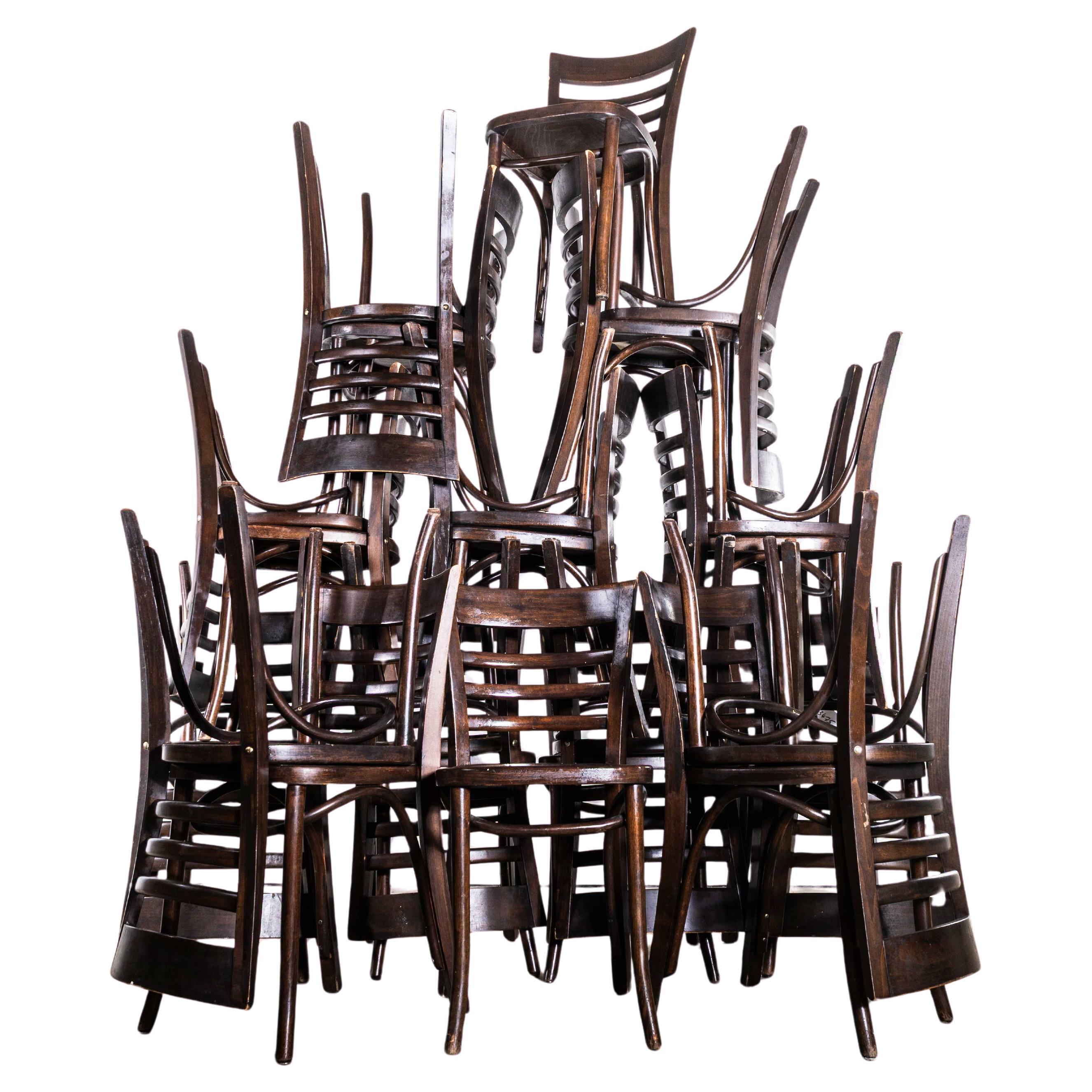 1960's Ladderback Dark Oak Bentwood Dining Chairs - Large Quantity Available For Sale