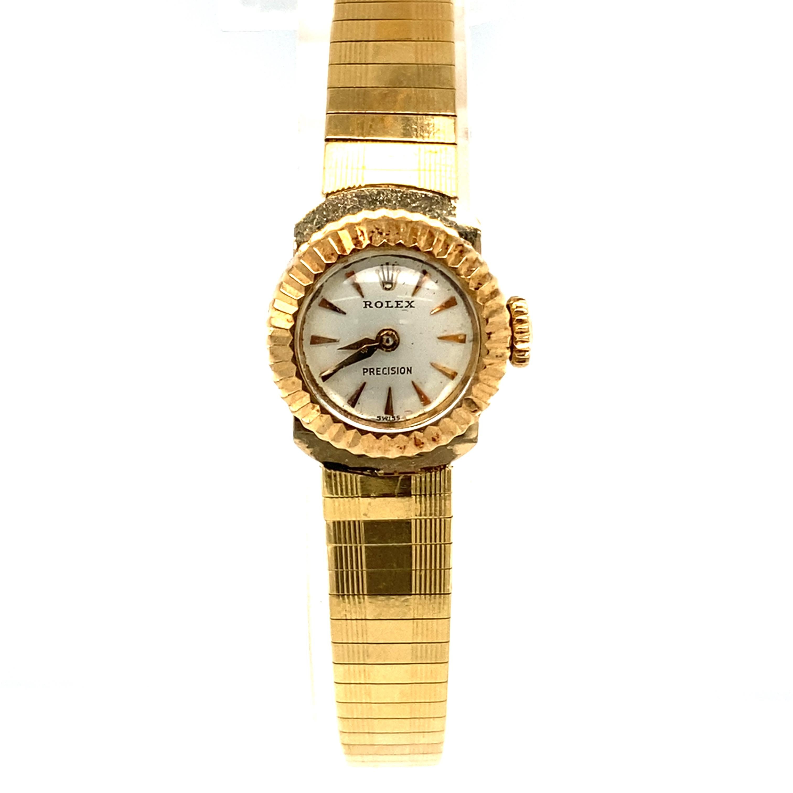 Retro 1960s Ladies Rolex Wristwatch, 18 Karat Yellow Gold For Sale