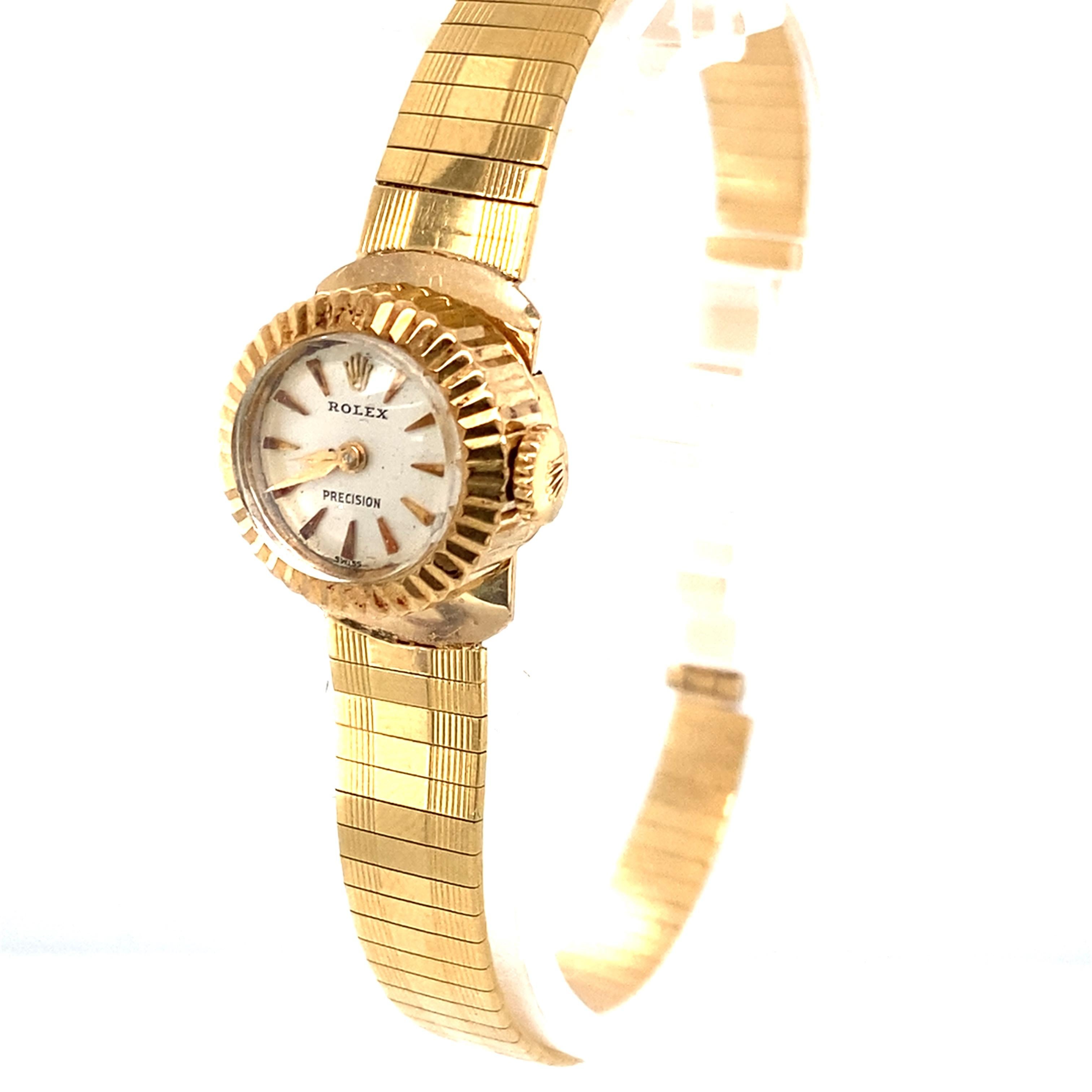 1960s Ladies Rolex Wristwatch, 18 Karat Yellow Gold In Excellent Condition For Sale In Atlanta, GA