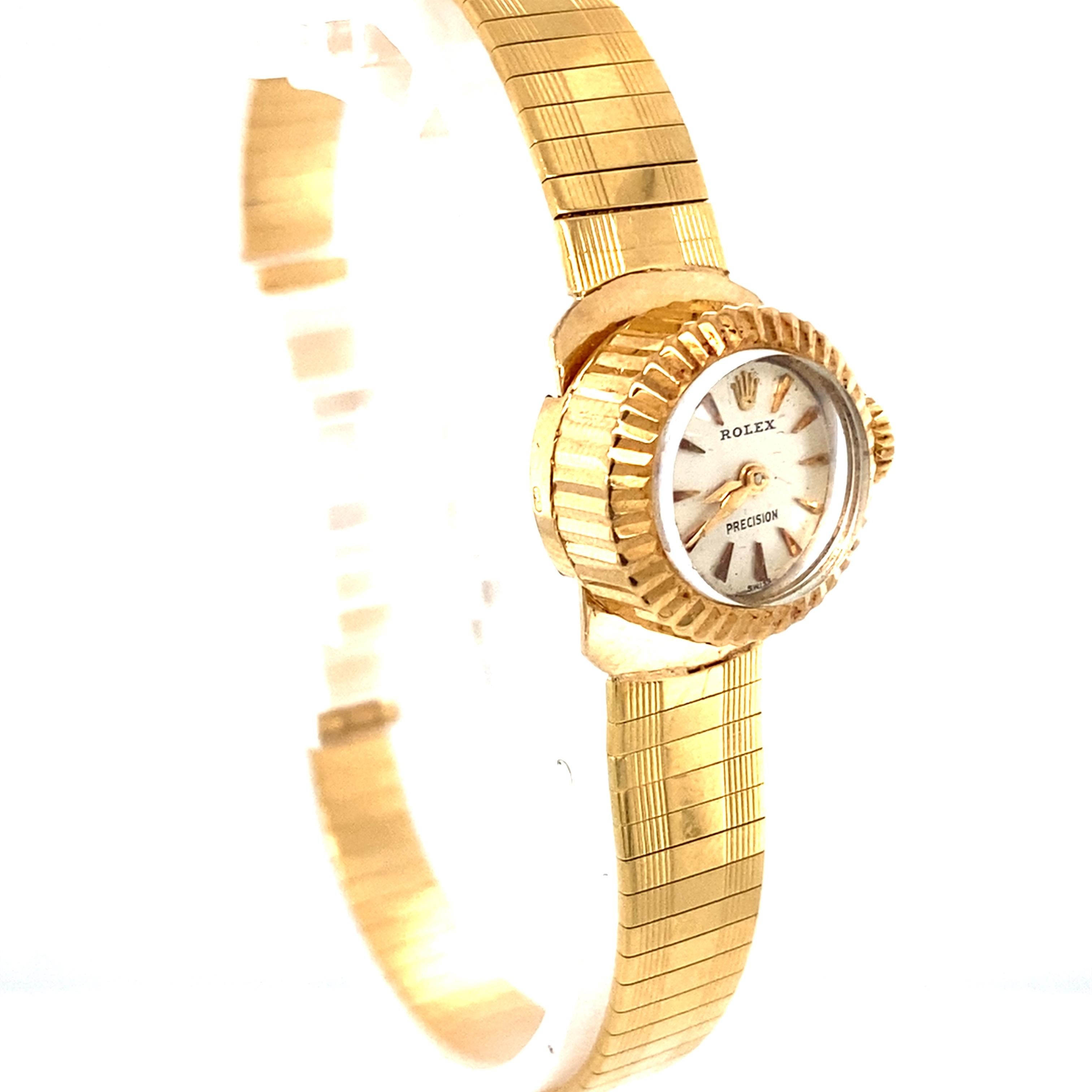 Women's or Men's 1960s Ladies Rolex Wristwatch, 18 Karat Yellow Gold For Sale