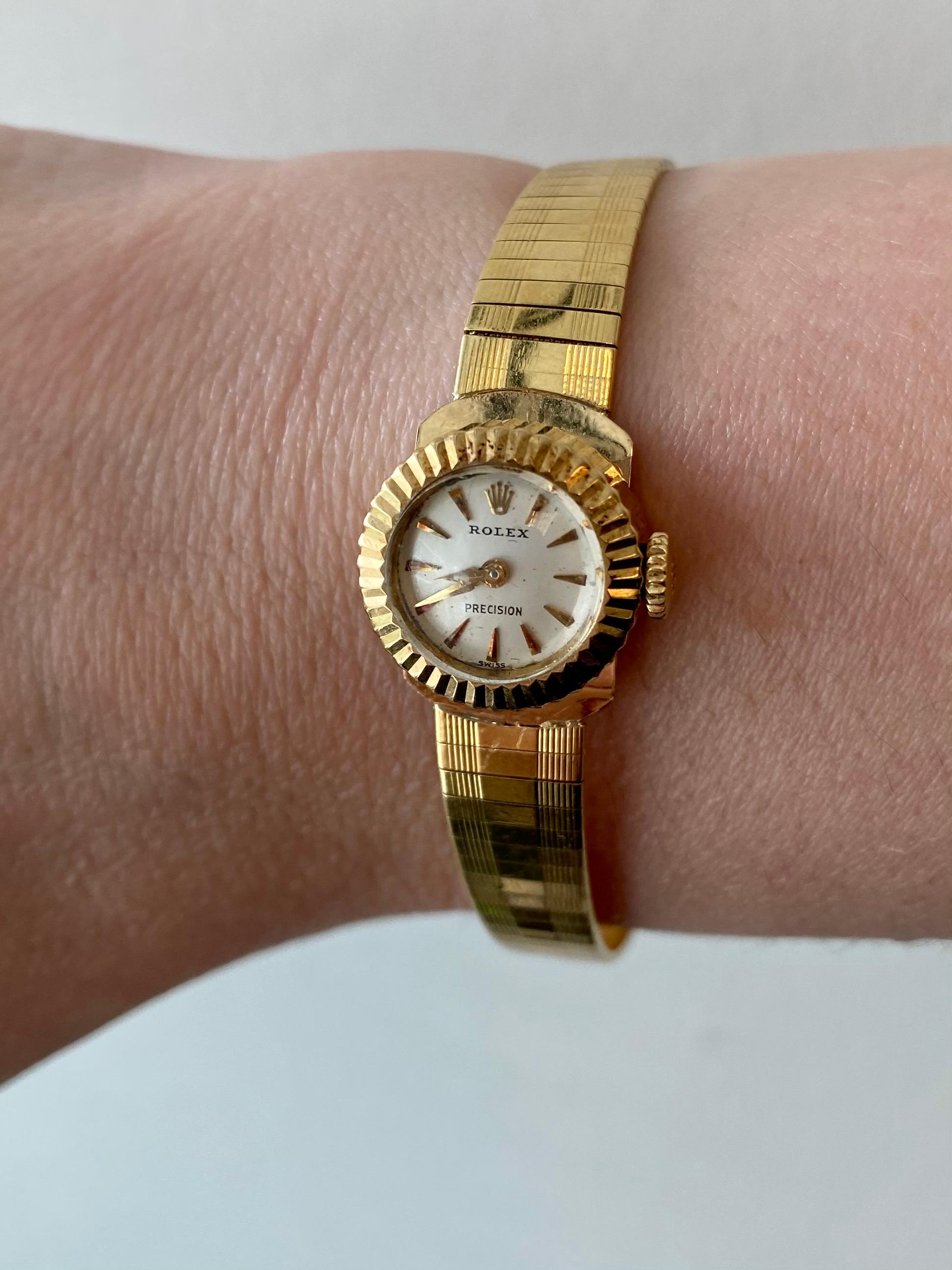 1960s Ladies Rolex Wristwatch, 18 Karat Yellow Gold For Sale 1