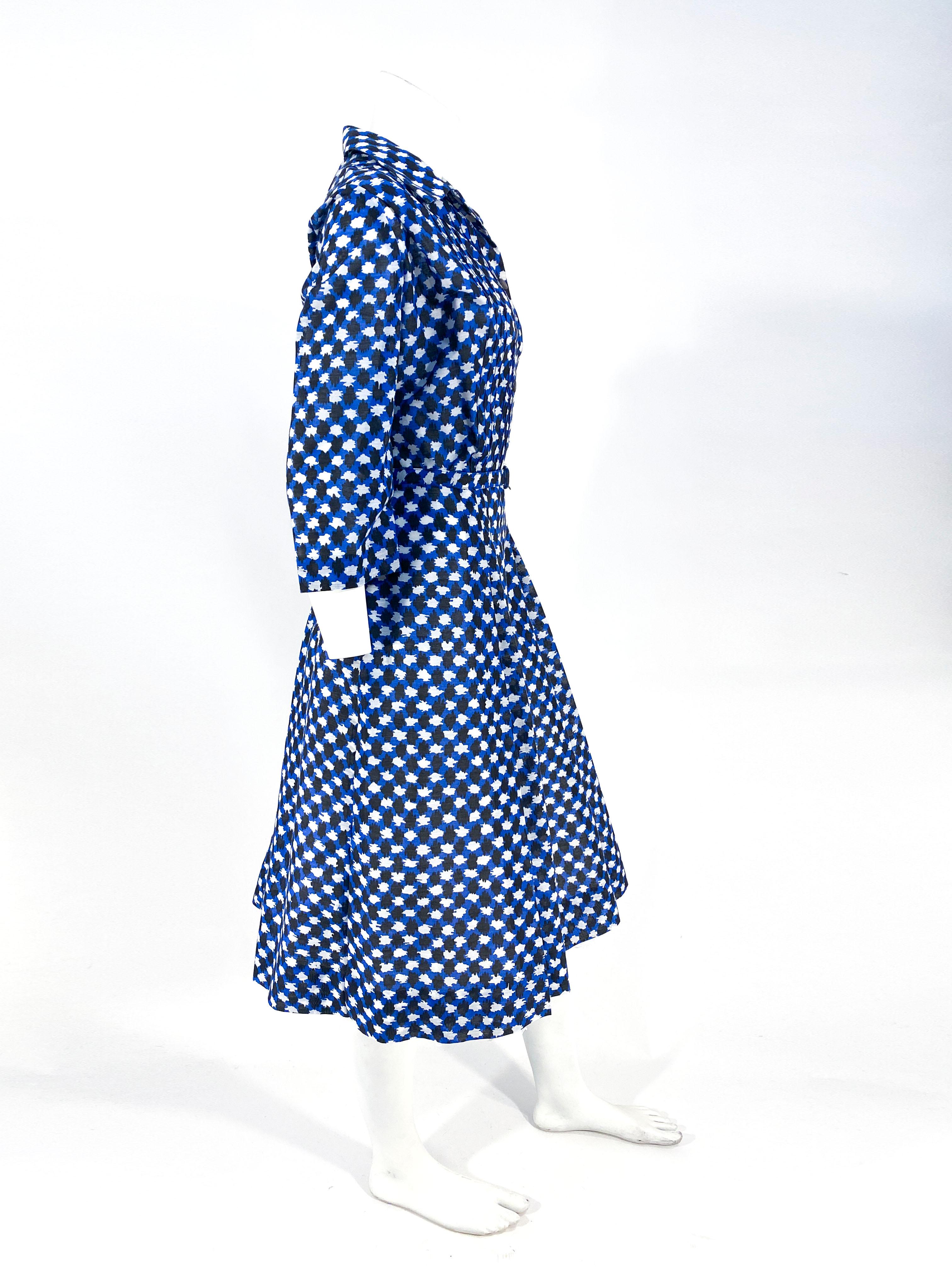 B1 BAROQUE PRINT DRESS 1960's midcentury shirtwaist 60's M