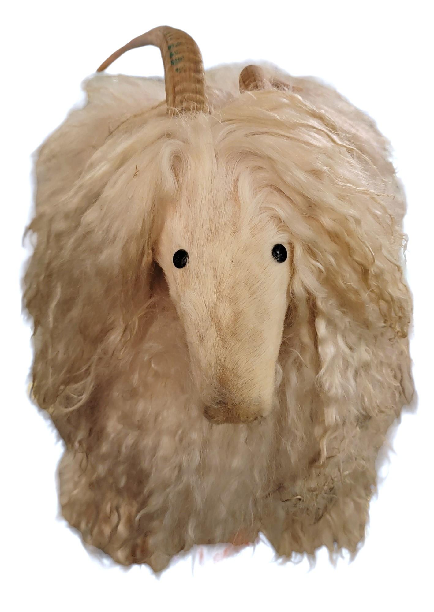 1960s Lalanne Style French Long Hair Sheep. the base is made from a solid wood that is then wrapped in a long hair spread. Wonderful design. Measures approx - 19h x 23deep x 11 wide
