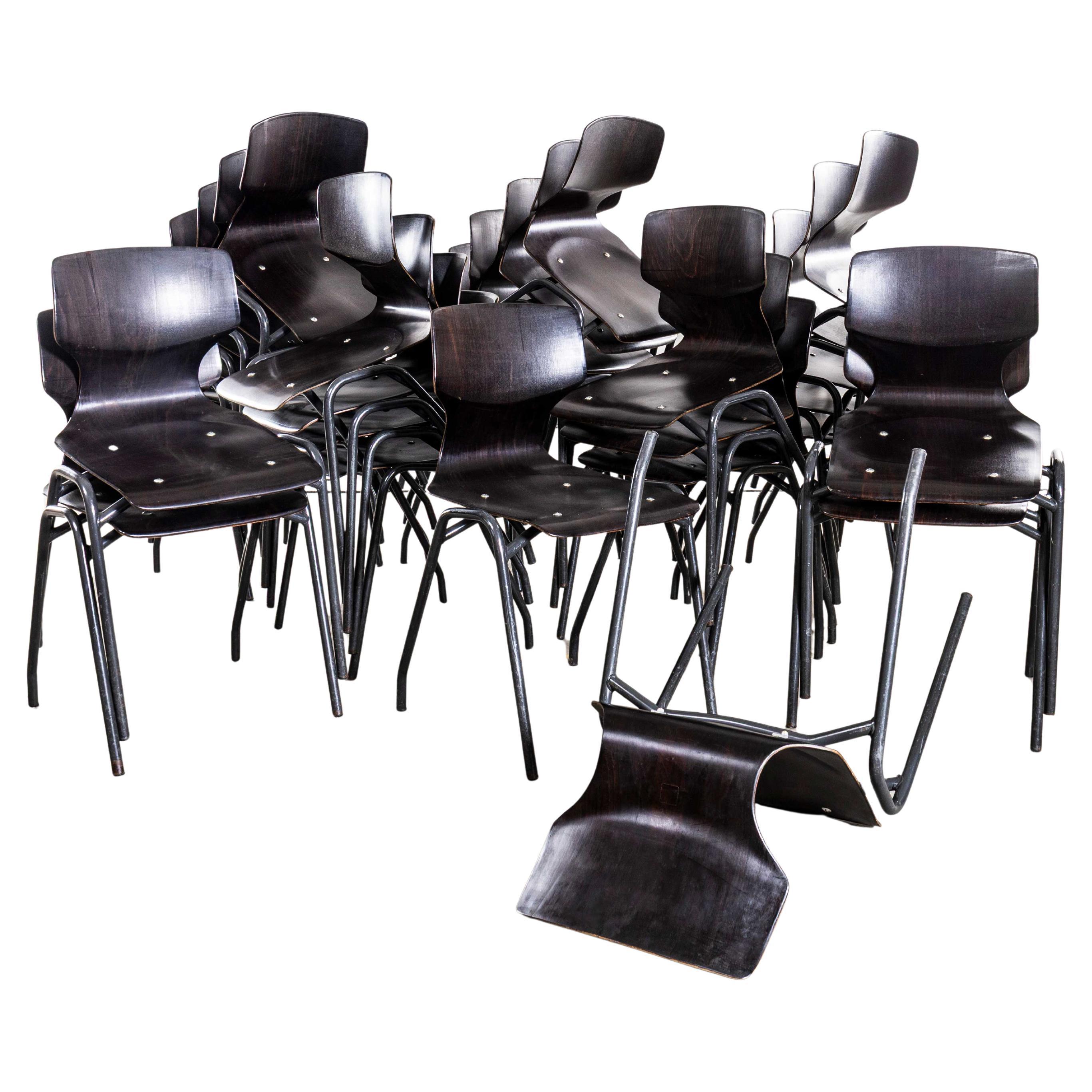1960
s Laminated Ebonised Gun Metal Dining Chairs For Sale
