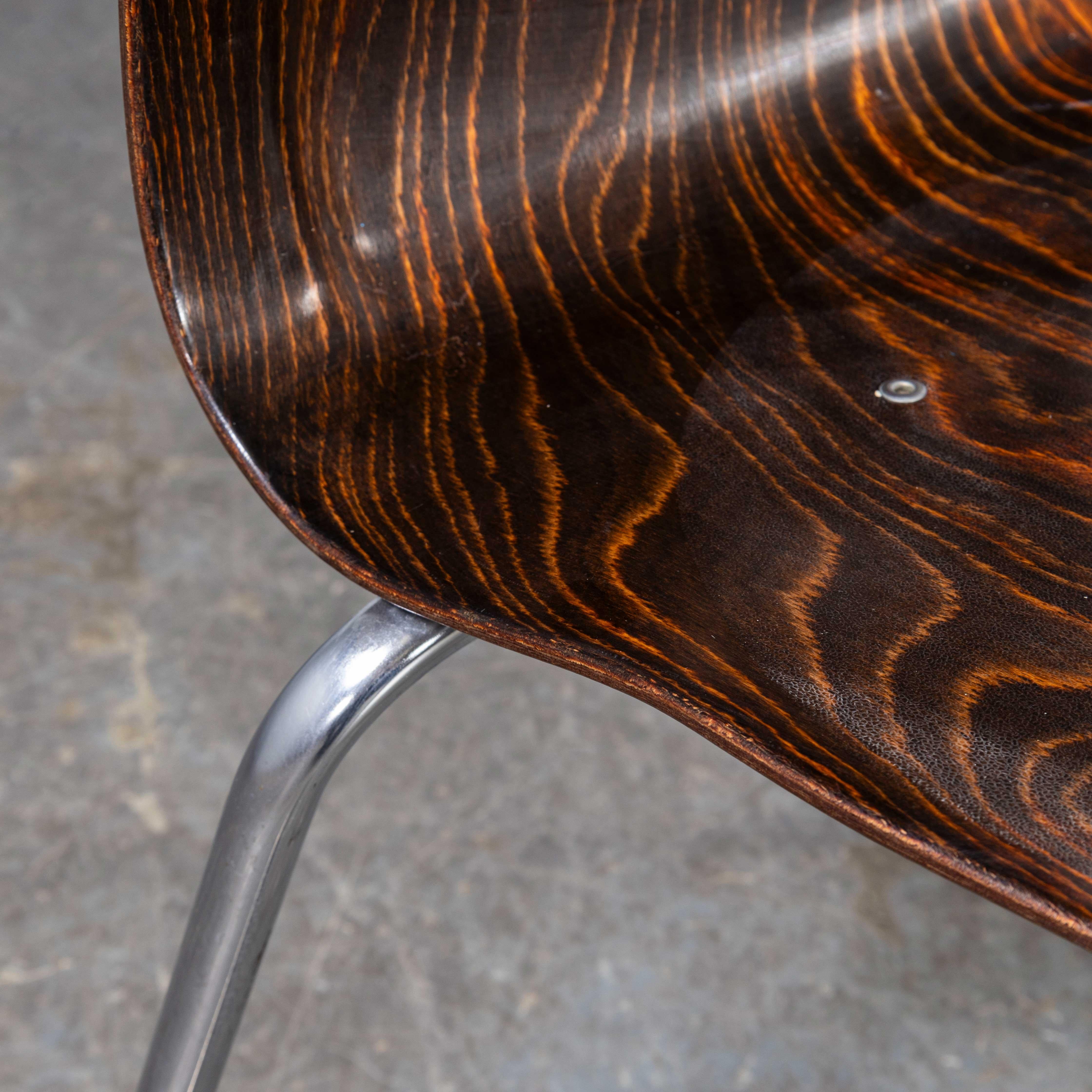 1960's Laminated Hardwood Chrome Dining Chairs - Large Quantity Available 1