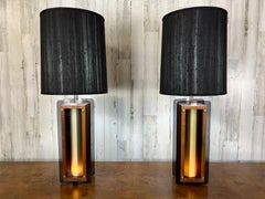 1960s Lamps in Chrome, Smoked Lucite and Walnut