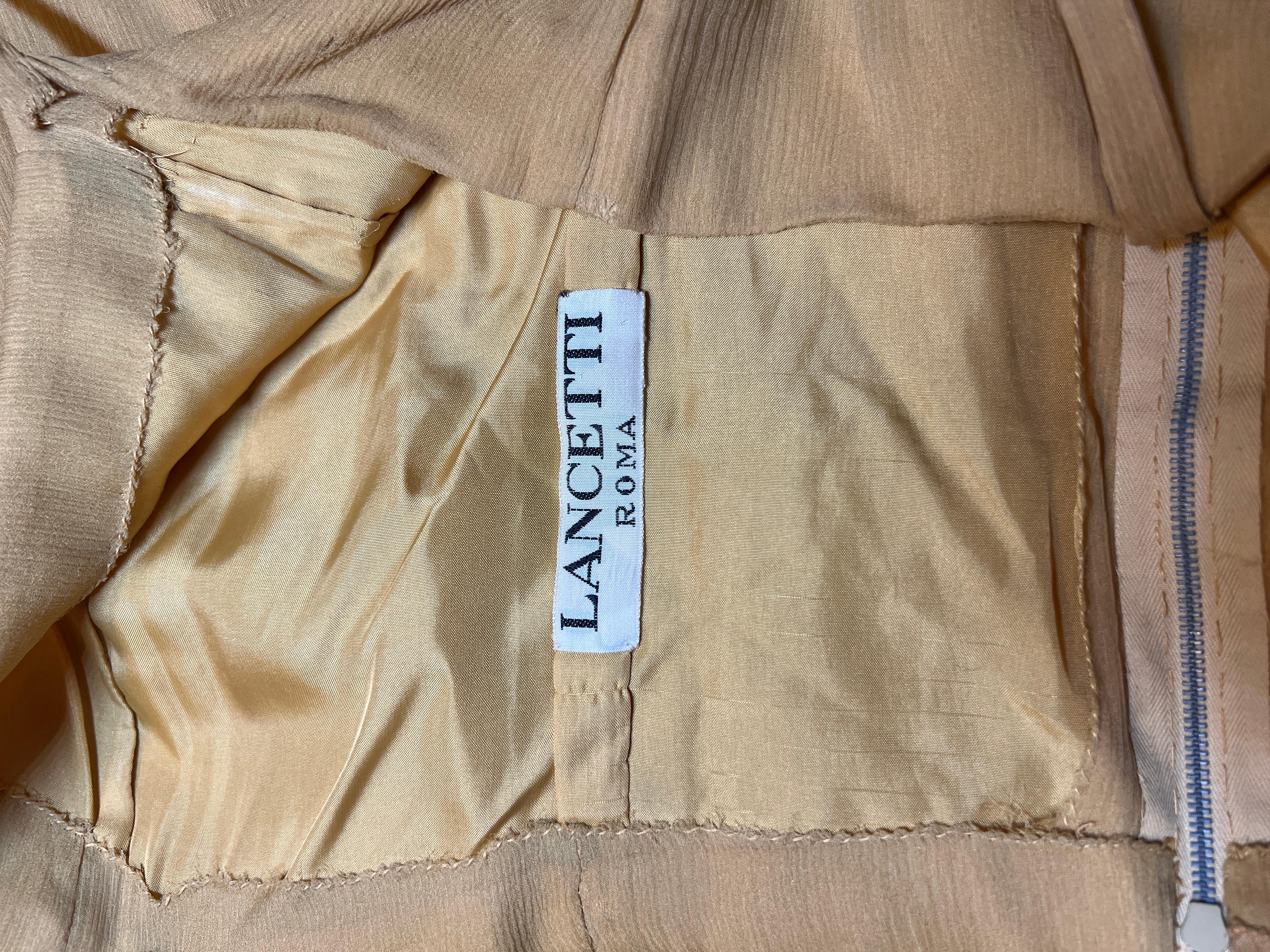 1960er Jahre Lancetti Haute Couture Gold Seide und Lurex Perlen Kleid Anzug im Angebot 3