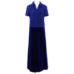 1960s Lancetti Vintage Blue Velvet Long Dress