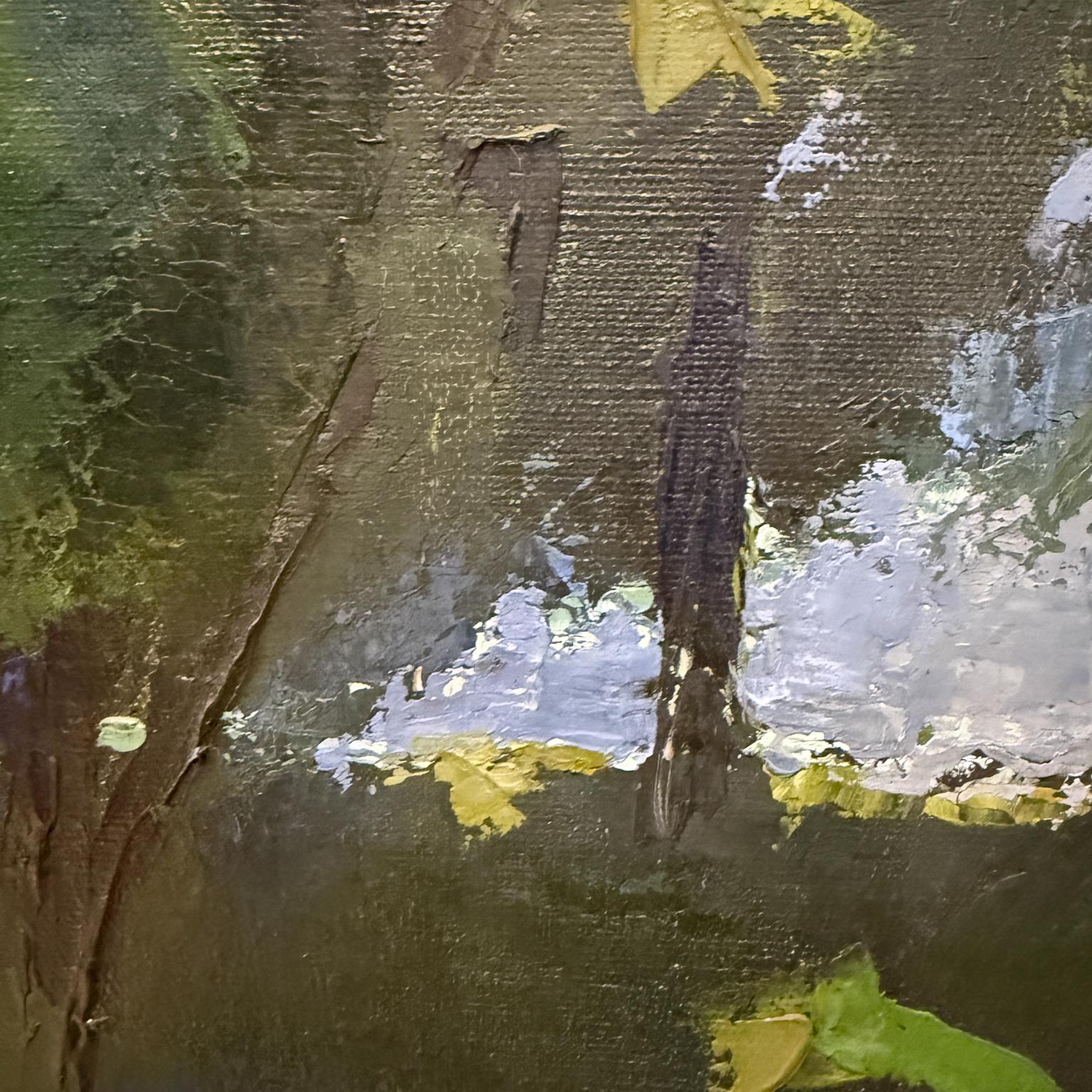 1960s Landscape Art Oil on Canvas Painting Abstract Expressionism L Crane (Leinwand) im Angebot
