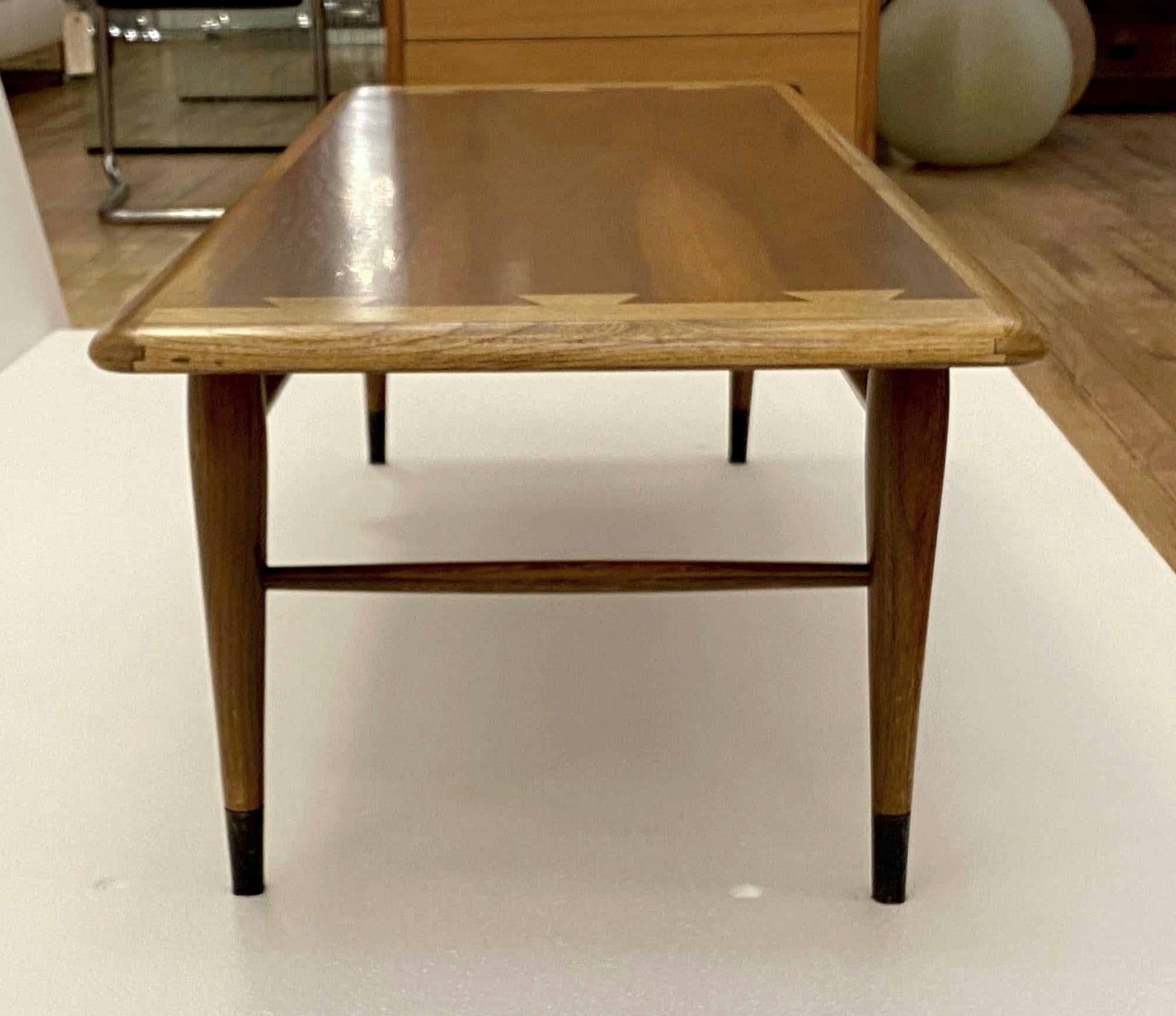 1960s Lane Acclaim Series Coffee Table with Hickory and Walnut Dovetail Details 4