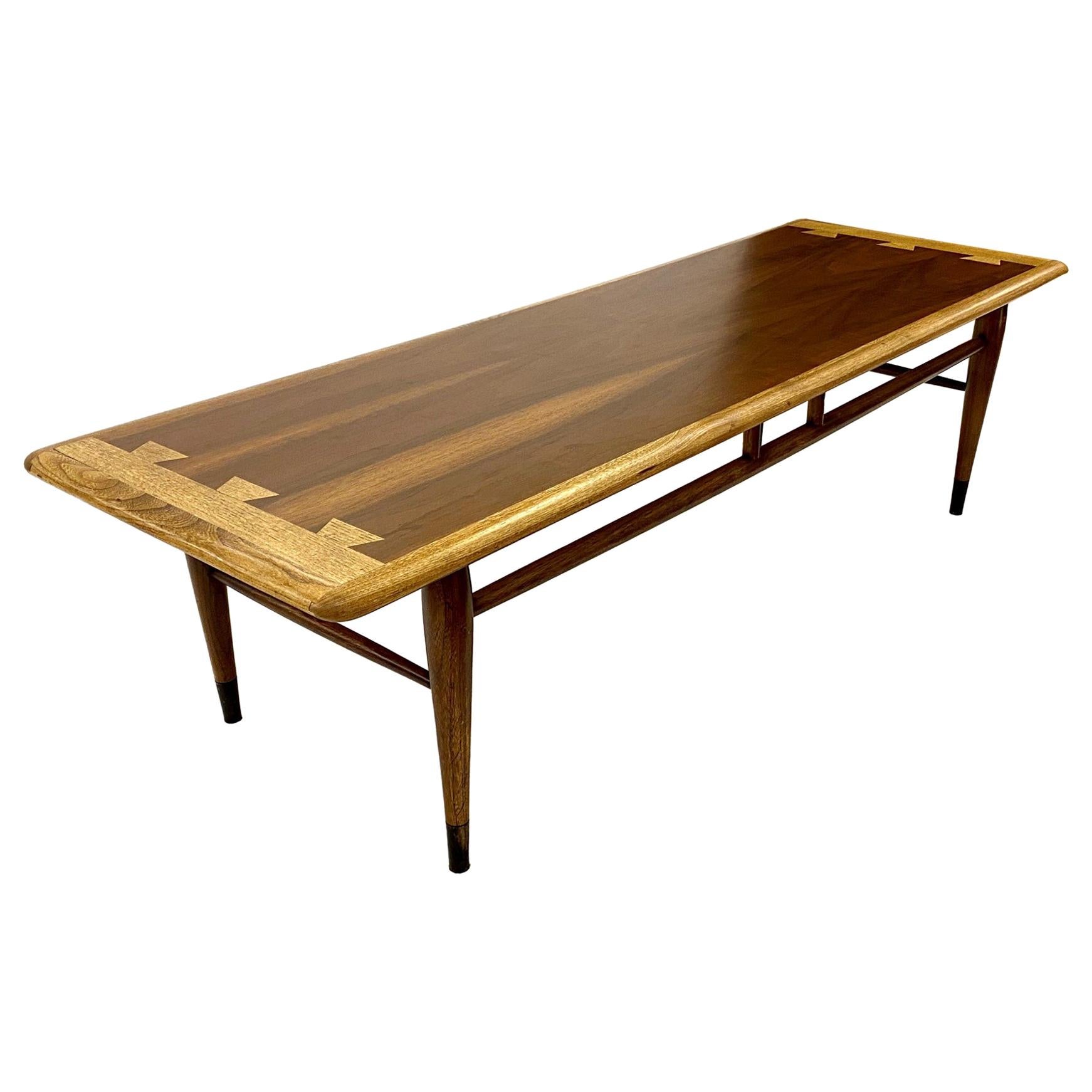 1960s Lane Acclaim Series Coffee Table with Hickory and Walnut Dovetail Details