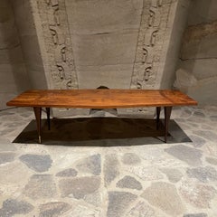 1960s Lane Impressive Long Coffee Table Tapered Legs Walnut & Oak Restored Ready