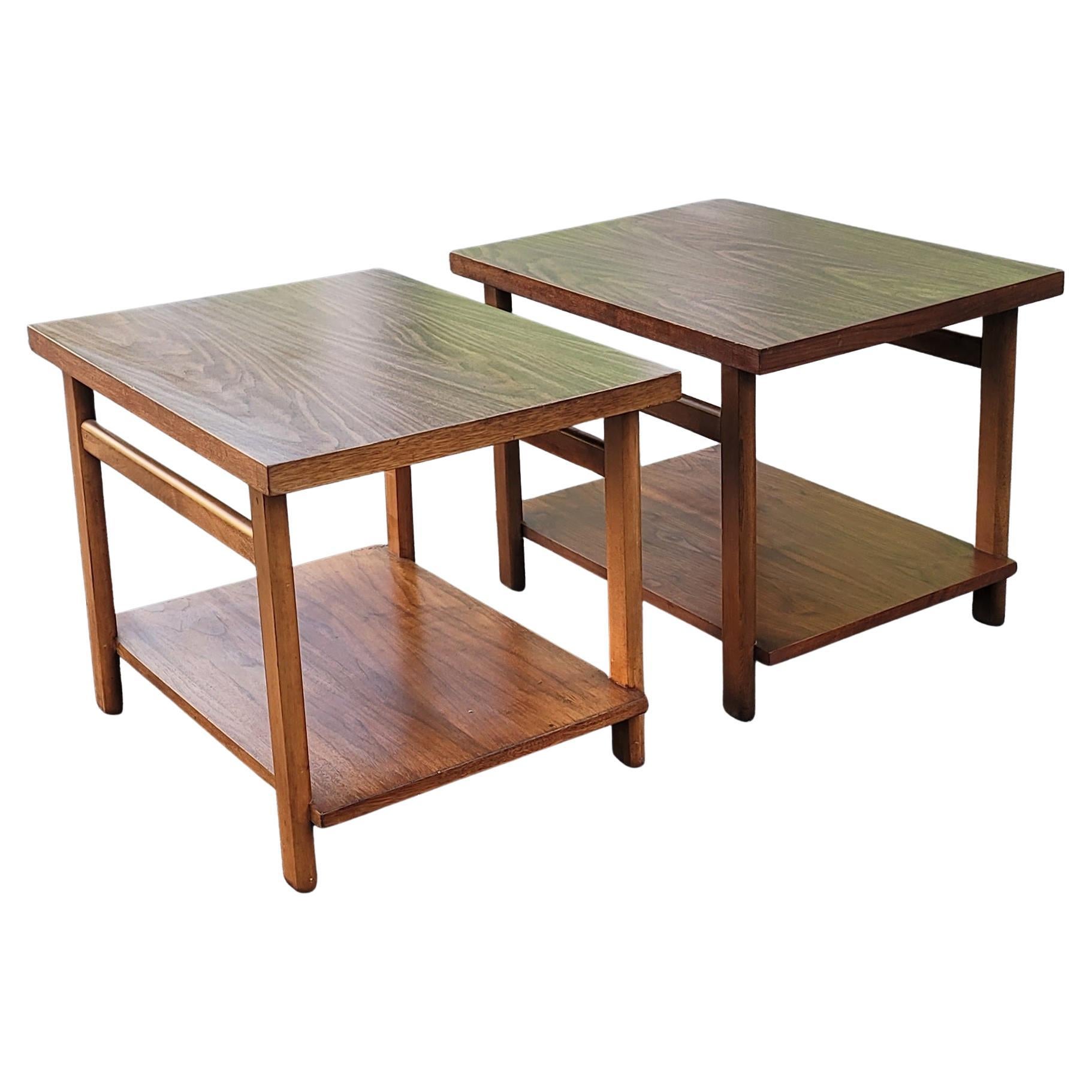 A pair of rectangular 1960s Lane Altavista Two Tier Side Tables with Formica Top in very good vintage condition. Tables measures 20