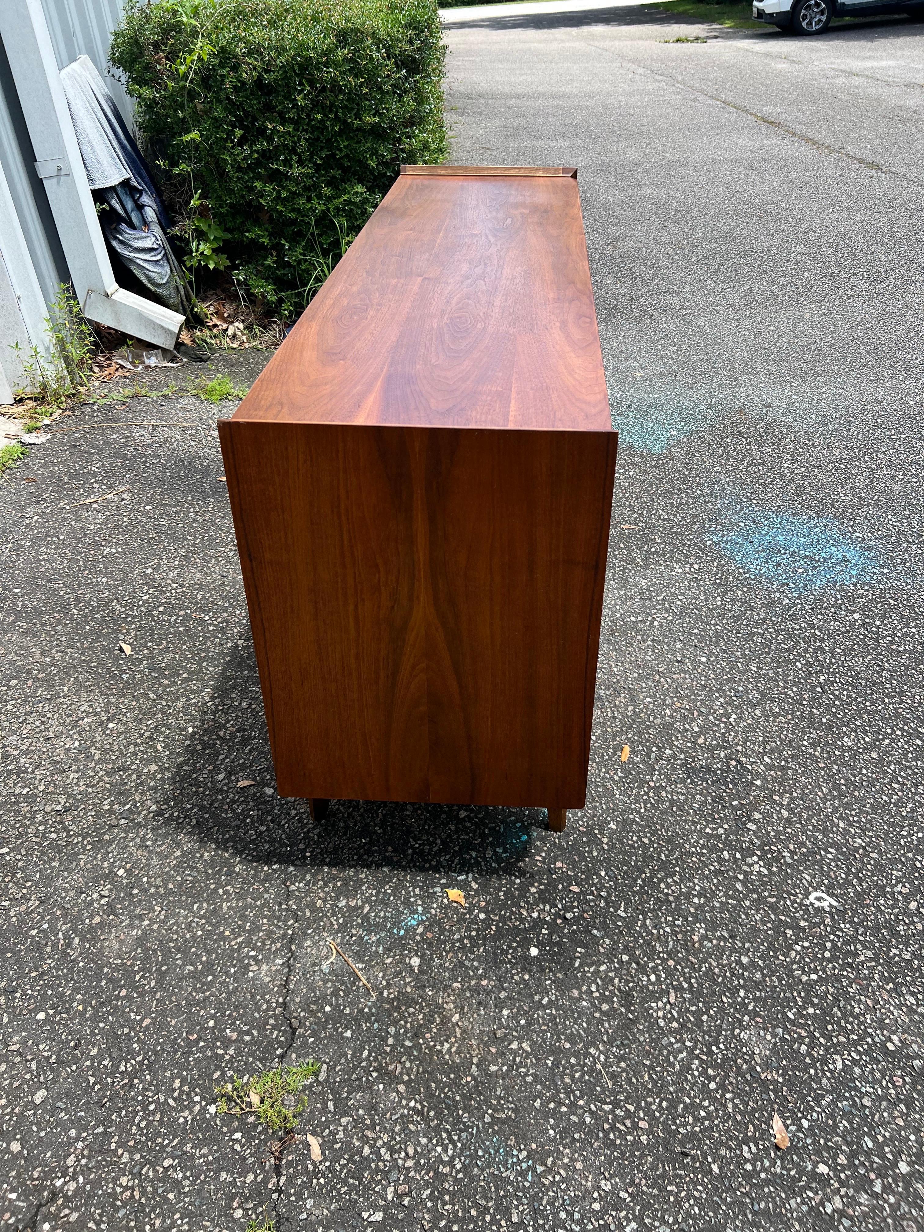 American 1960s Lane “First Edition” 9 Drawer Walnut Dresser