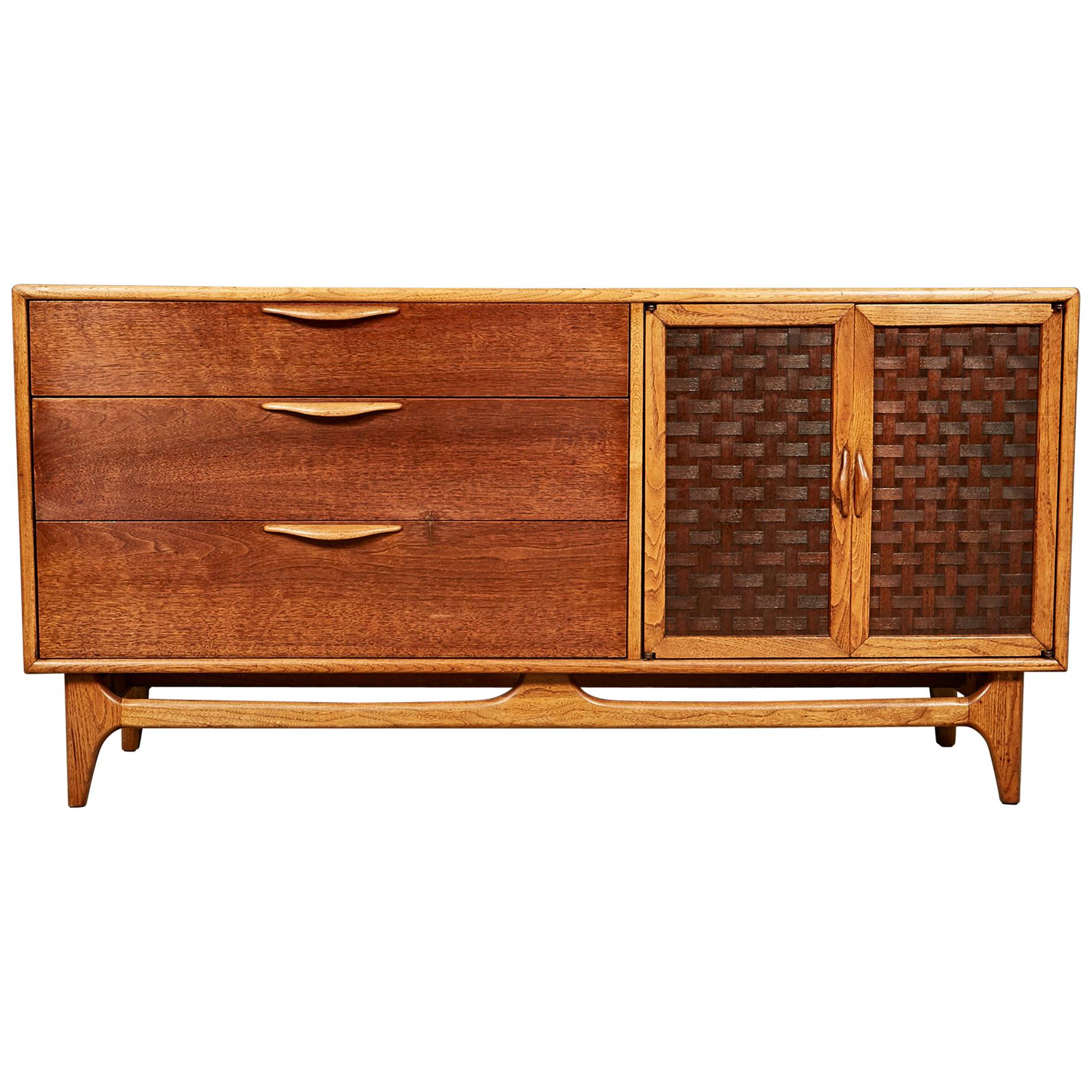 1960s Lane Furniture Basketweave Buffet For Sale