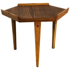 1960s Lane Furniture Walnut 6-Sided Small Side Table