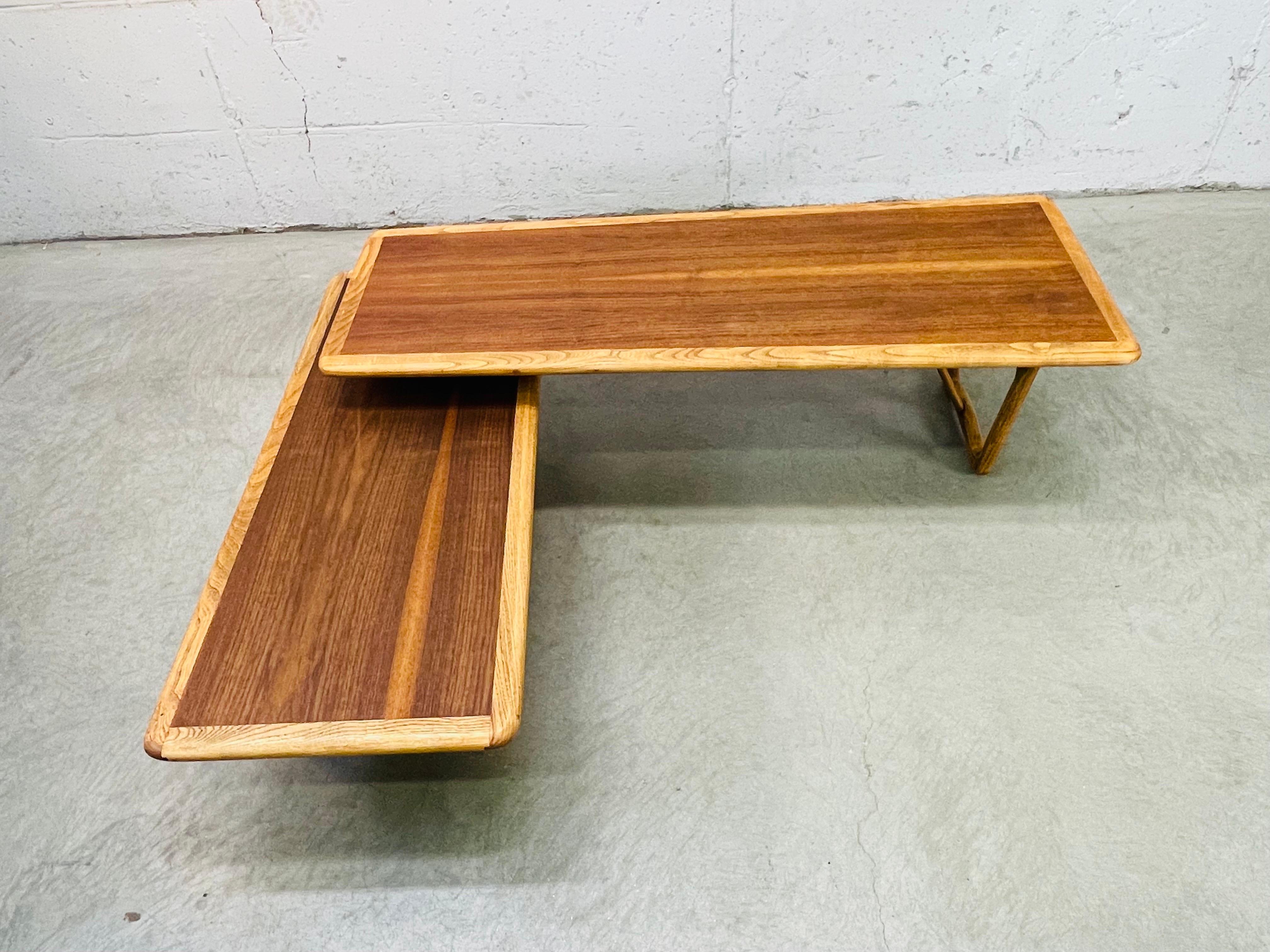 1960s Lane Furniture Walnut Switchblade Coffee Table For Sale 2