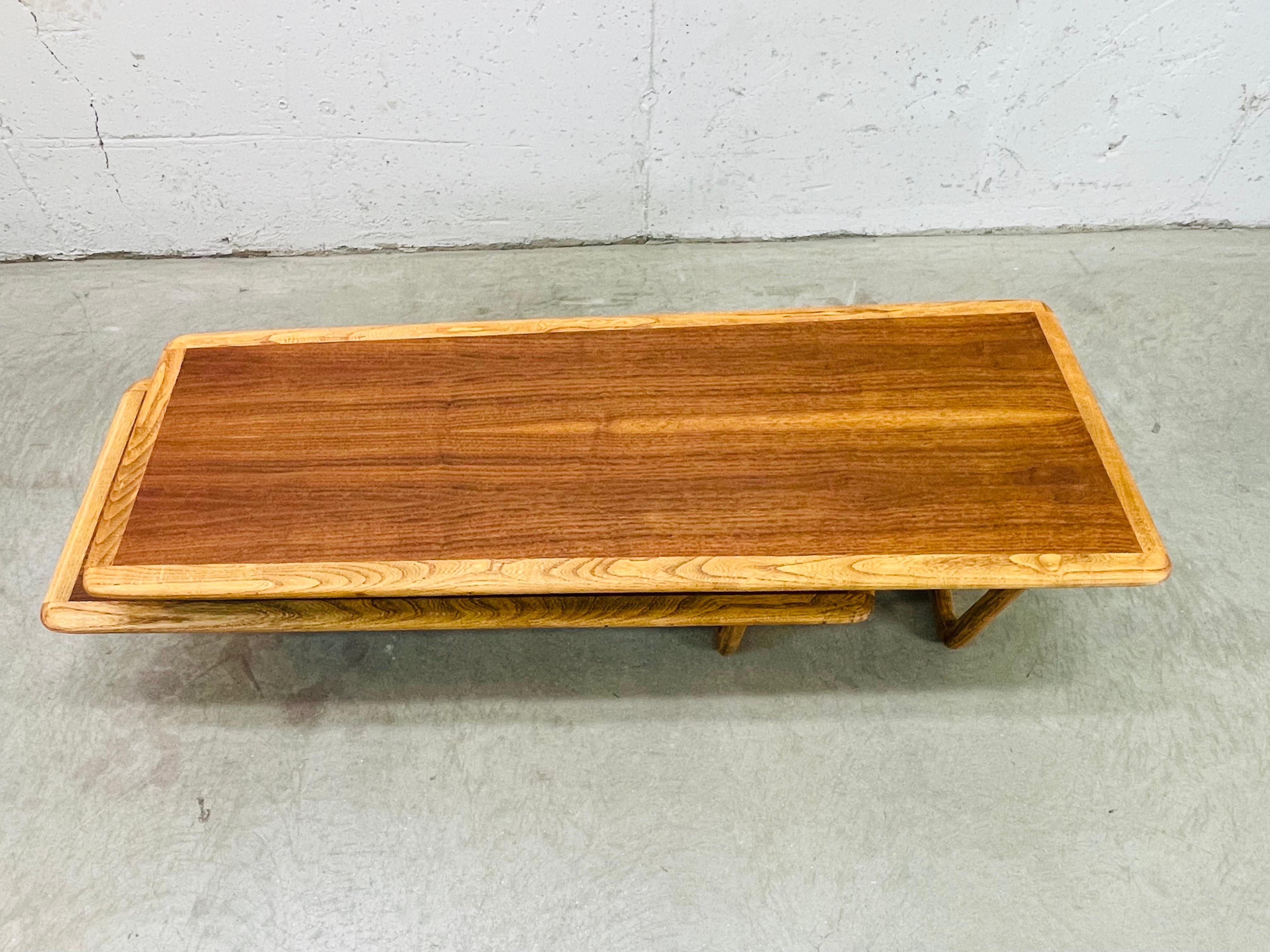 1960s Lane Furniture Walnut Switchblade Coffee Table For Sale 3