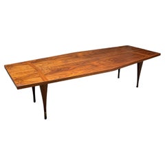 1960s Lane Impressive Long Coffee Table Tapered Legs Walnut & Oak Restored Ready