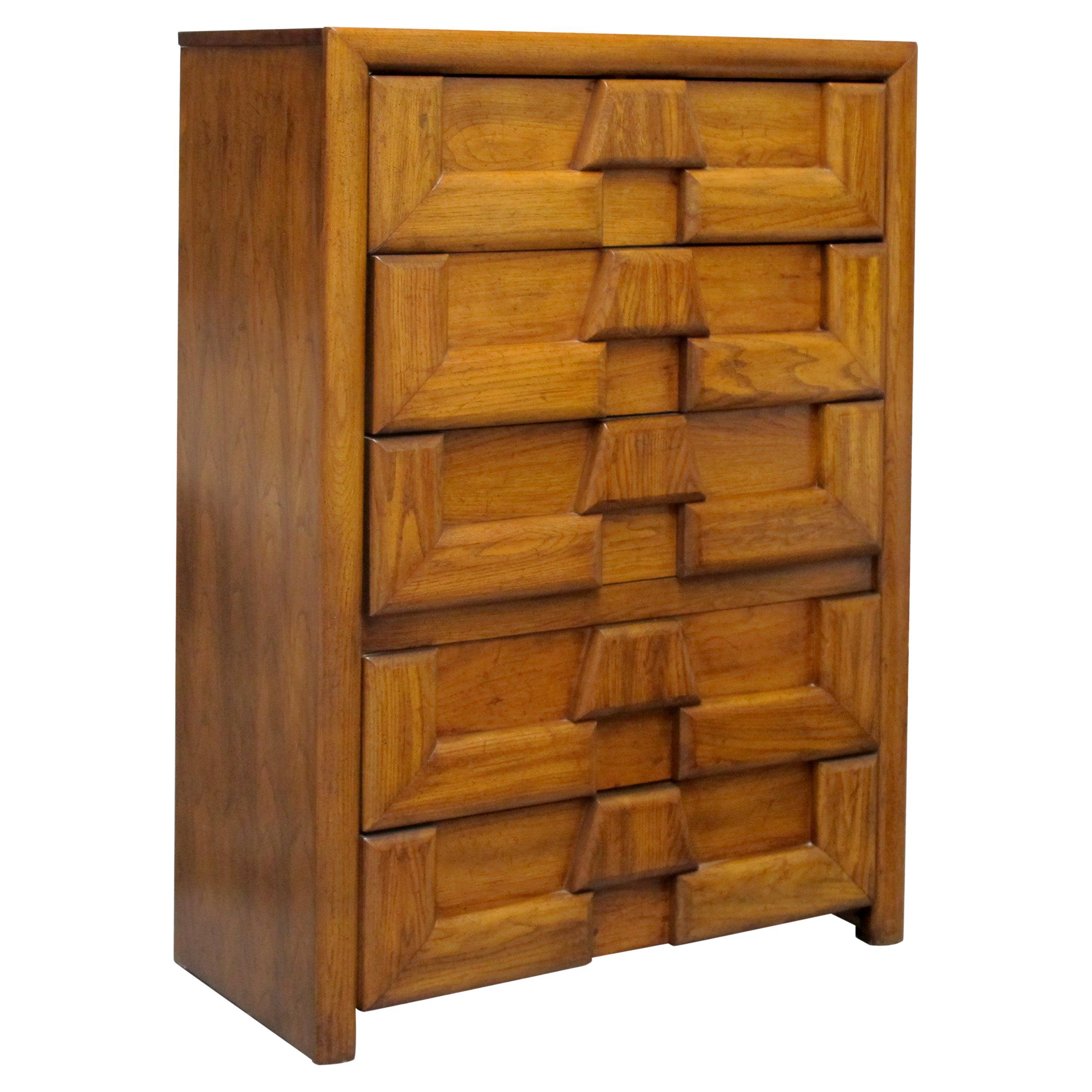 1960s Lane Oak Tallboy Chest of Drawers – Mid-Century Modern, American