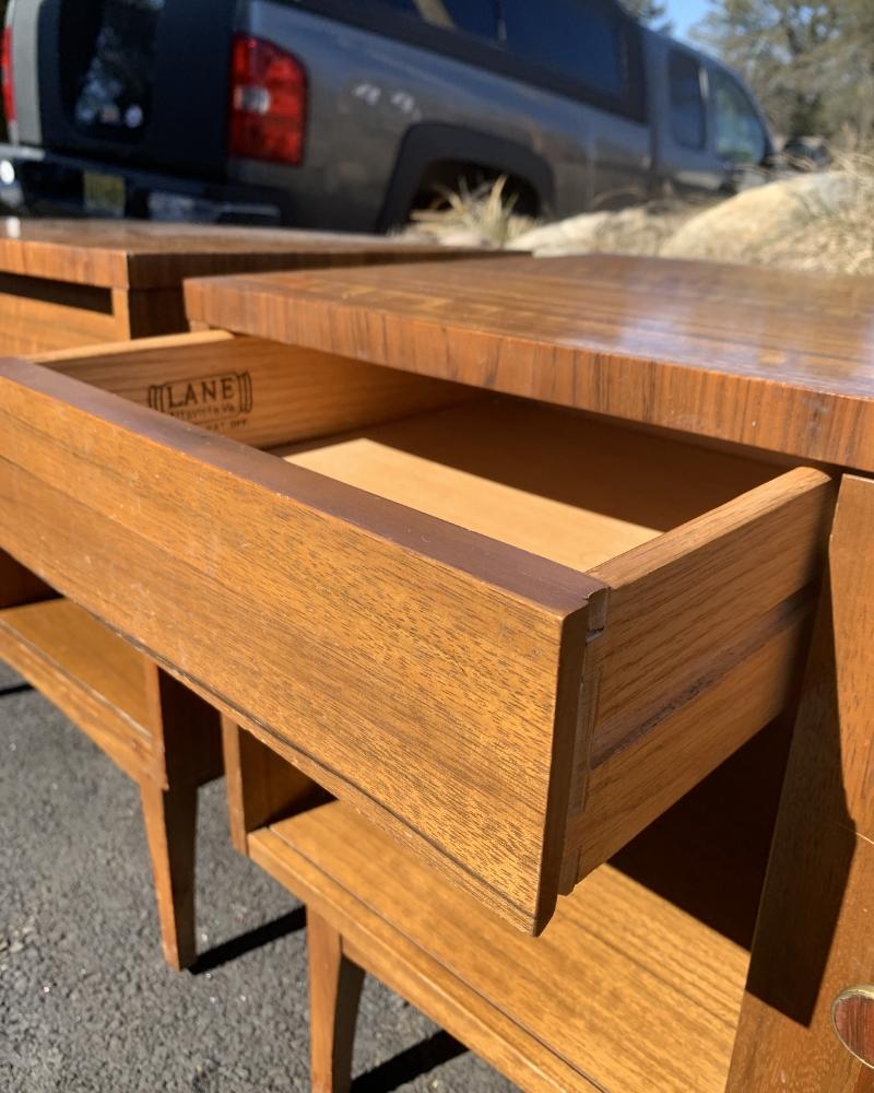 1960s Lane Rose and Satin Woods Nightstands or End Tables - a Pair In Good Condition For Sale In Saddle River, NJ