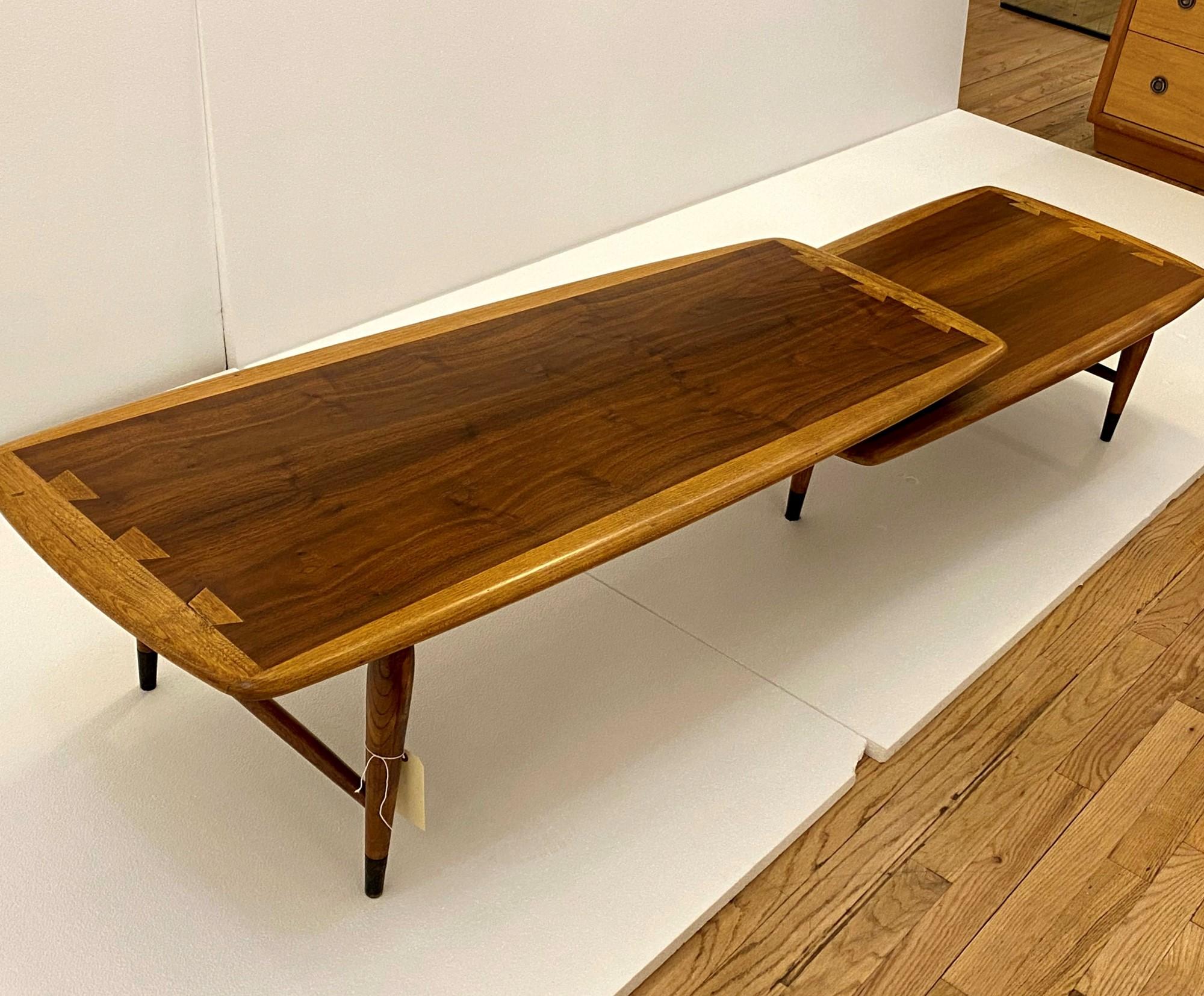 Hickory 1960s Lane Switchblade Coffee Table Acclaim Two-Piece Adjustable by Andre Bus