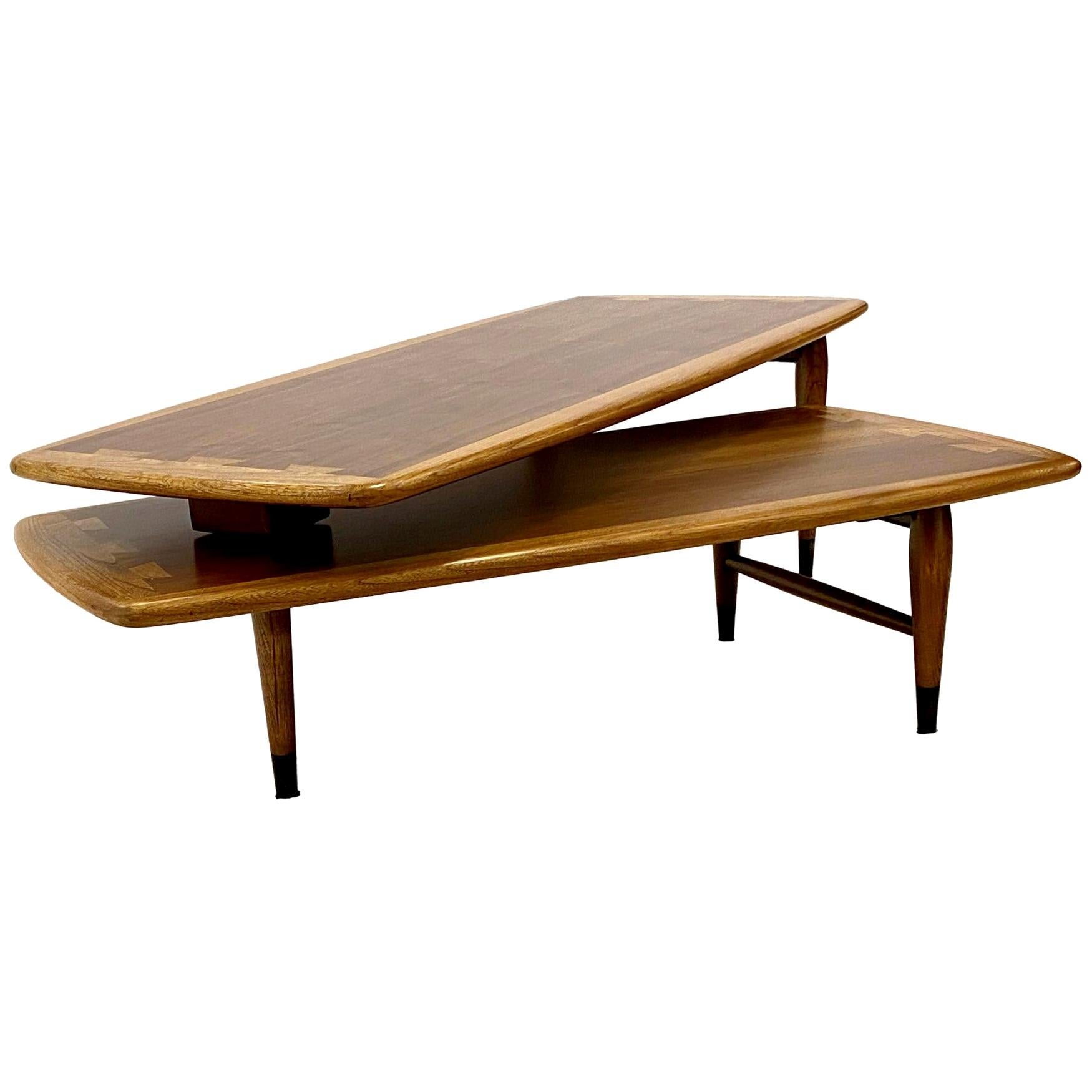 1960s Lane Switchblade Coffee Table Acclaim Two-Piece Adjustable by Andre Bus