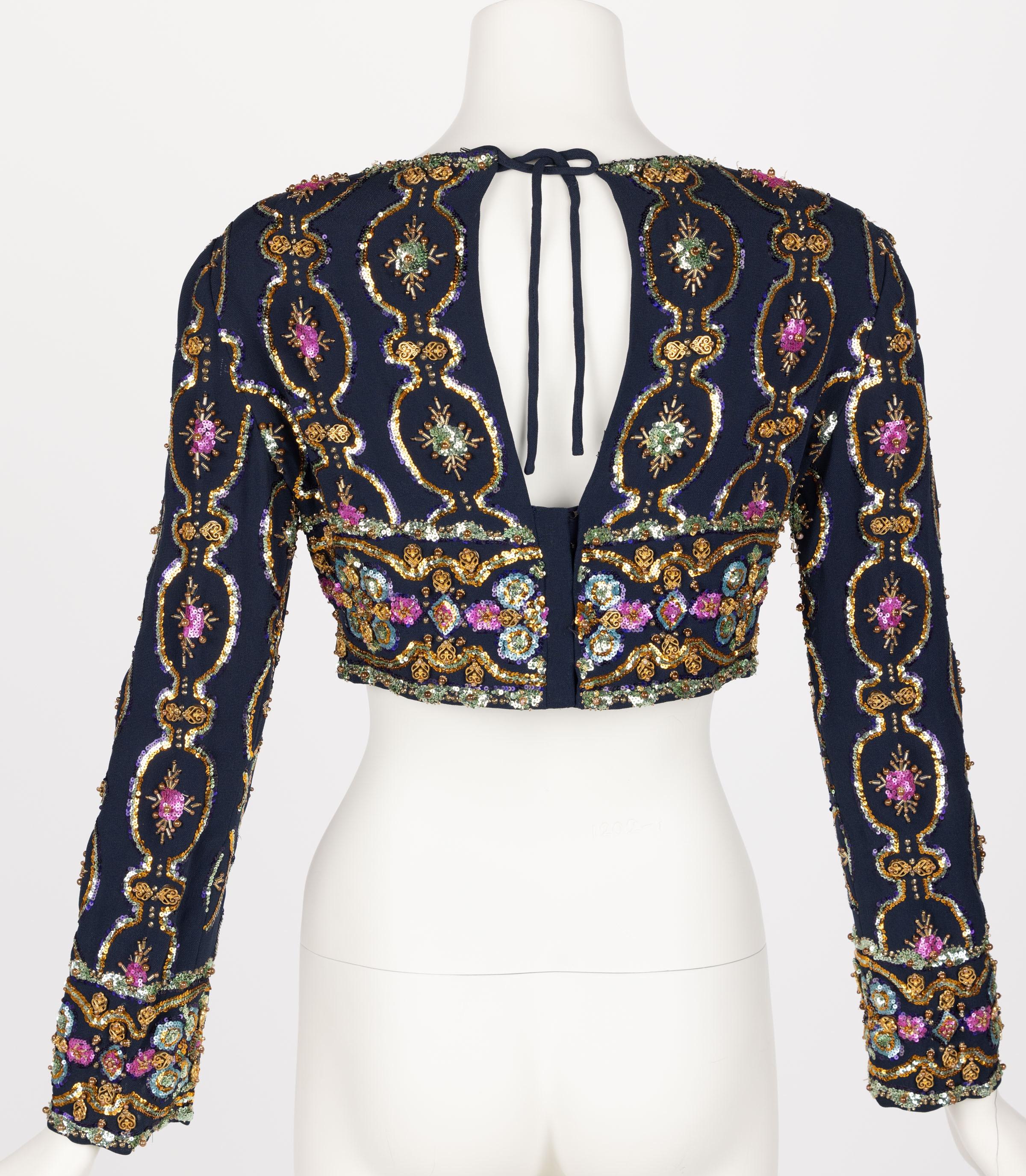 Women's 1960s Lanvin by Jules-Francois Crahay  Embellished Cropped Top