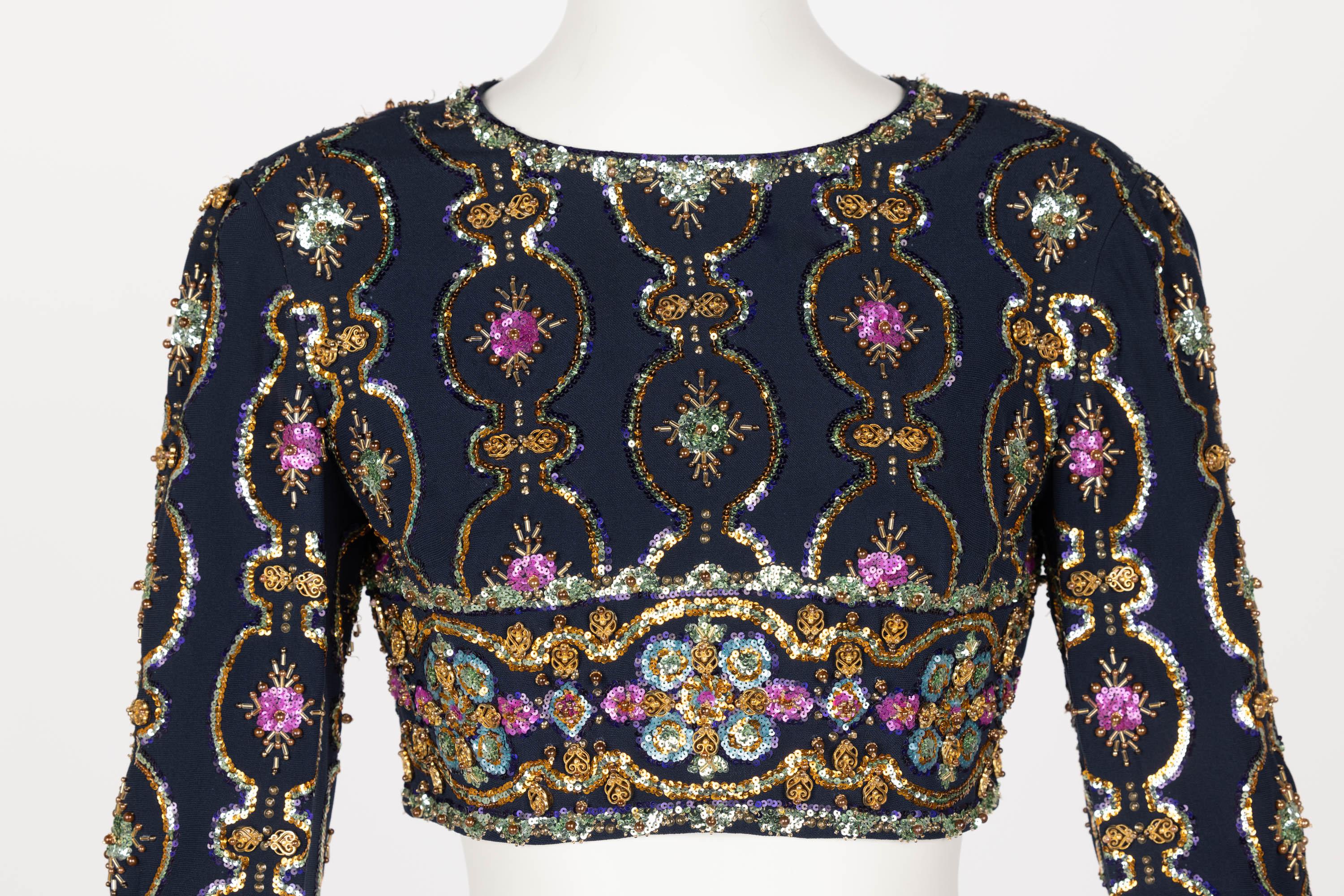 1960s Lanvin by Jules-Francois Crahay  Embellished Cropped Top 2