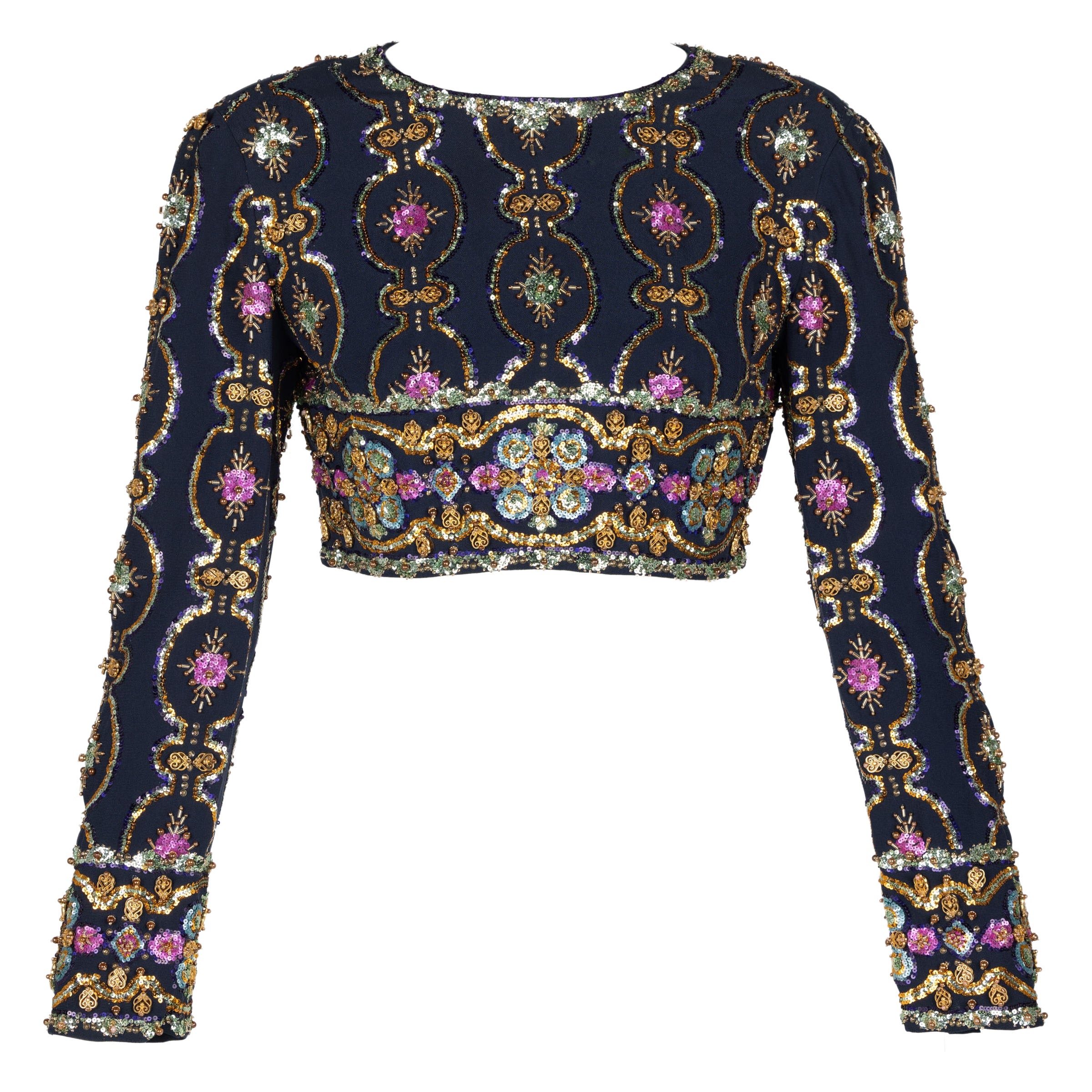 1960s Lanvin by Jules-Francois Crahay  Embellished Cropped Top