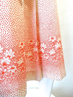 1960s Lanvin Cream & Red Polkadot Floral Dress